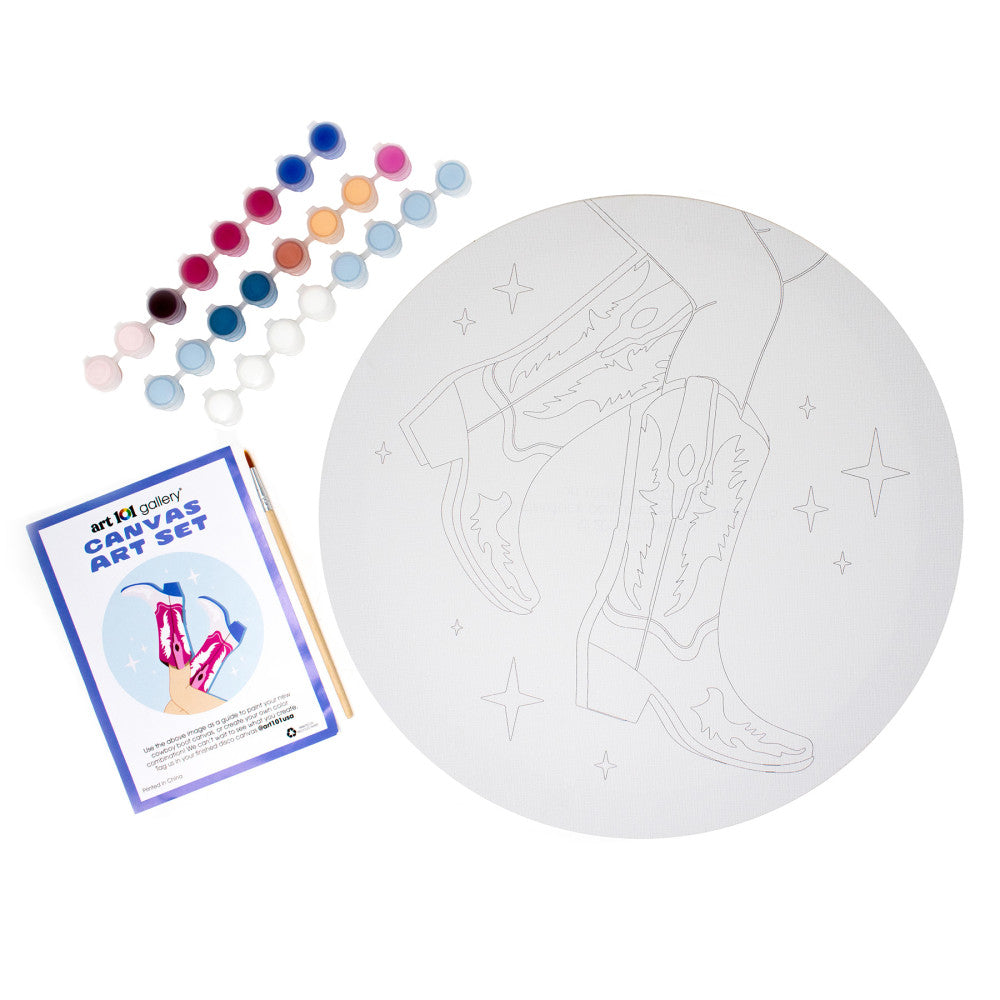 Art 101 Gallery Disco Cowgirl Canvas Art Set - 2-Pack Paintable Canvases - Image 2