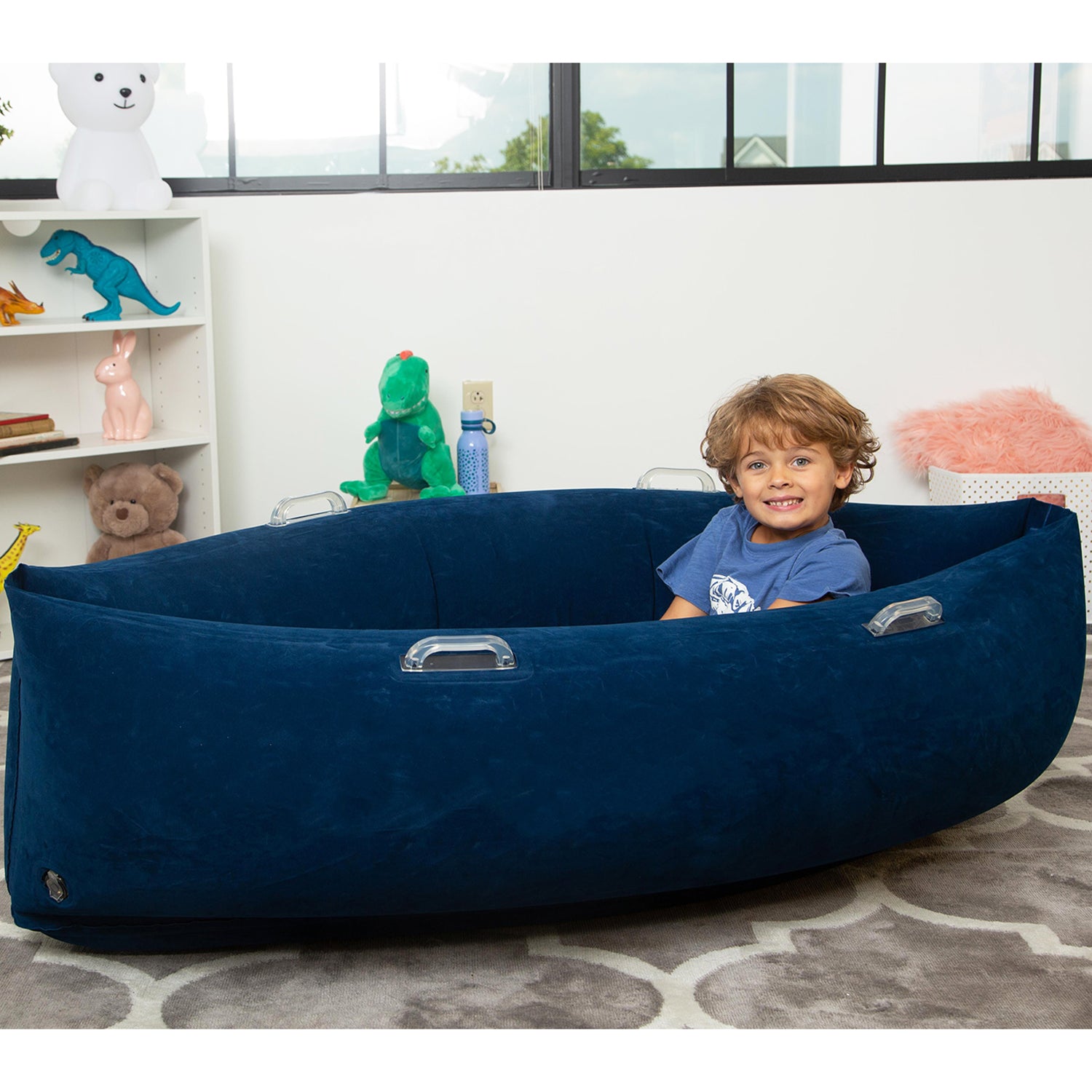 Bouncyband Comfy Hugging Peapod Sensory Pod for Kids, 60", Blue - Image 4