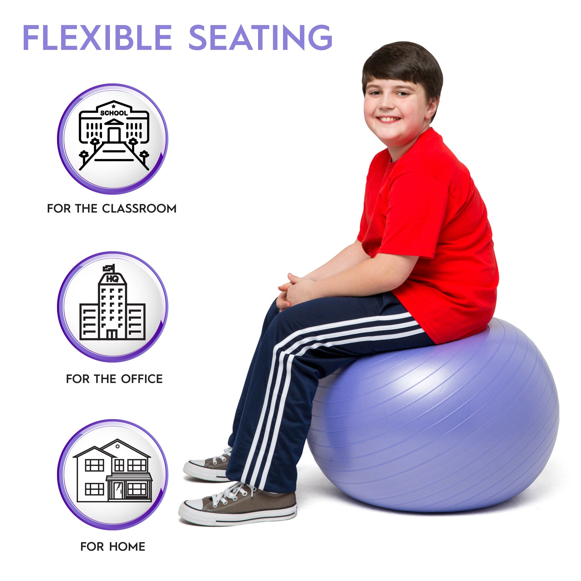 Bouncyband? Balance Ball, 55cm, Purple - Focus & Fitness Enhancer - Image 7