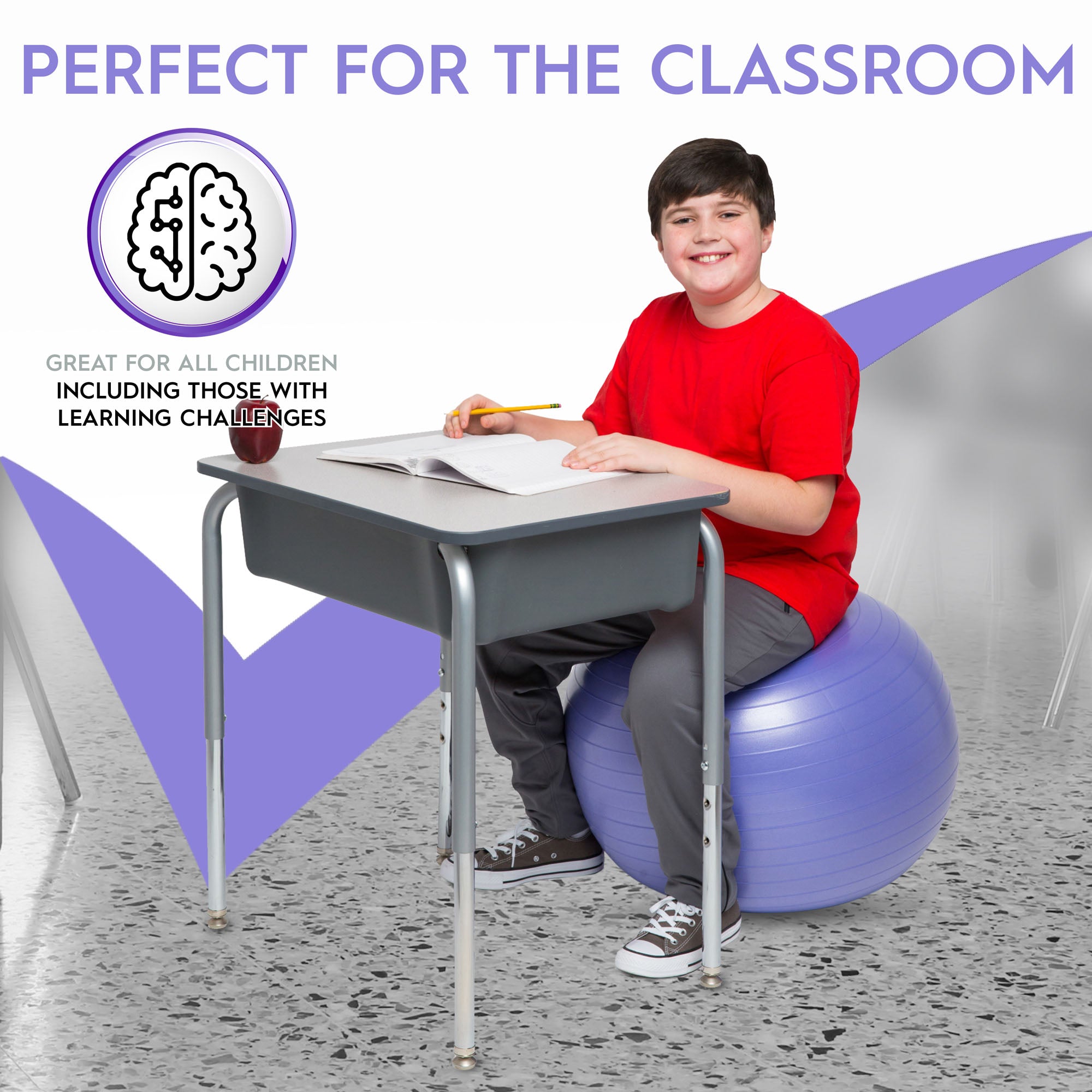 Bouncyband? Balance Ball, 55cm, Purple - Focus & Fitness Enhancer - Image 9