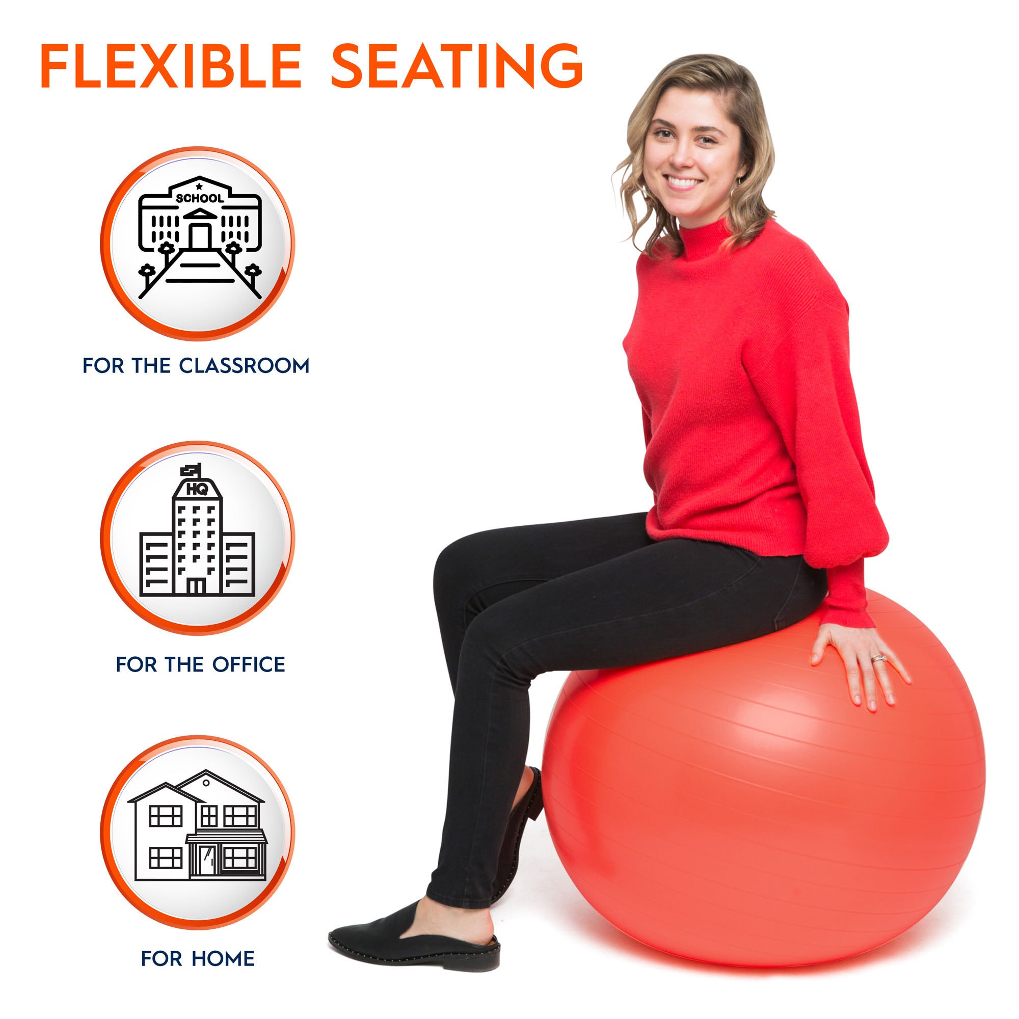Bouncyband Balance Ball Chair, 65cm - Energizing Orange - Image 8