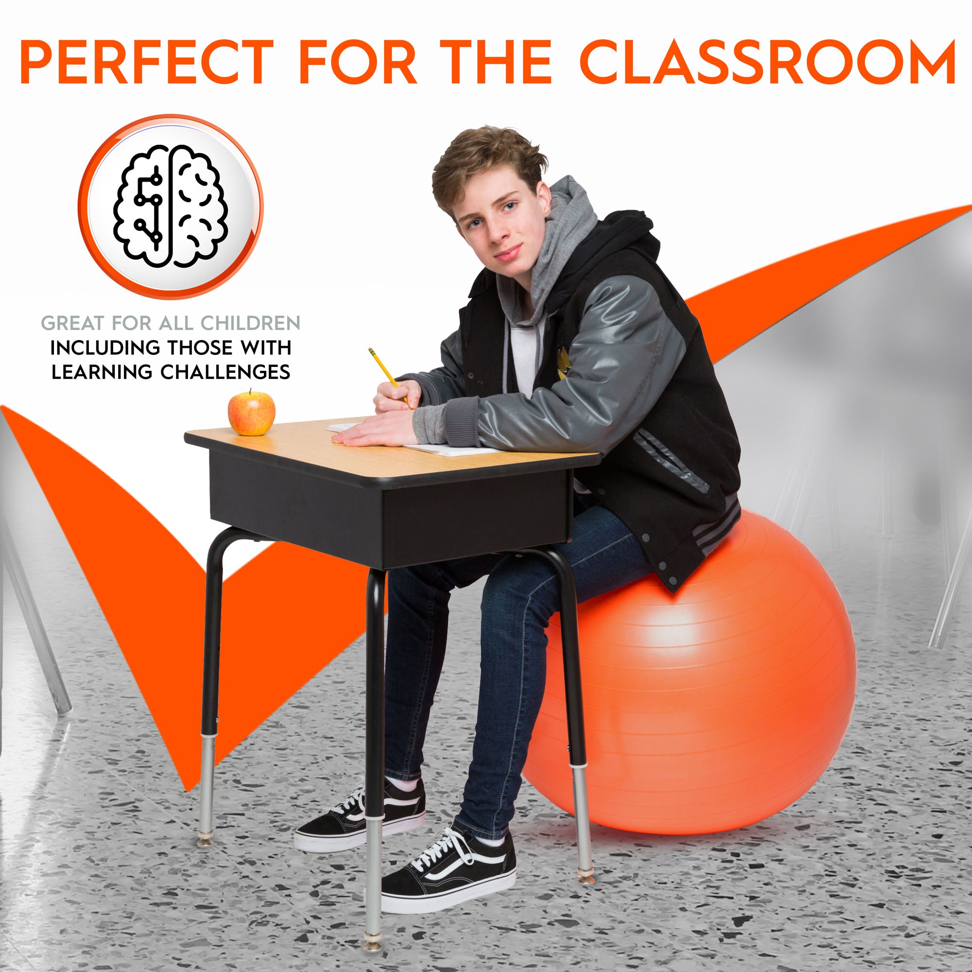 Bouncyband Balance Ball Chair, 65cm - Energizing Orange - Image 9