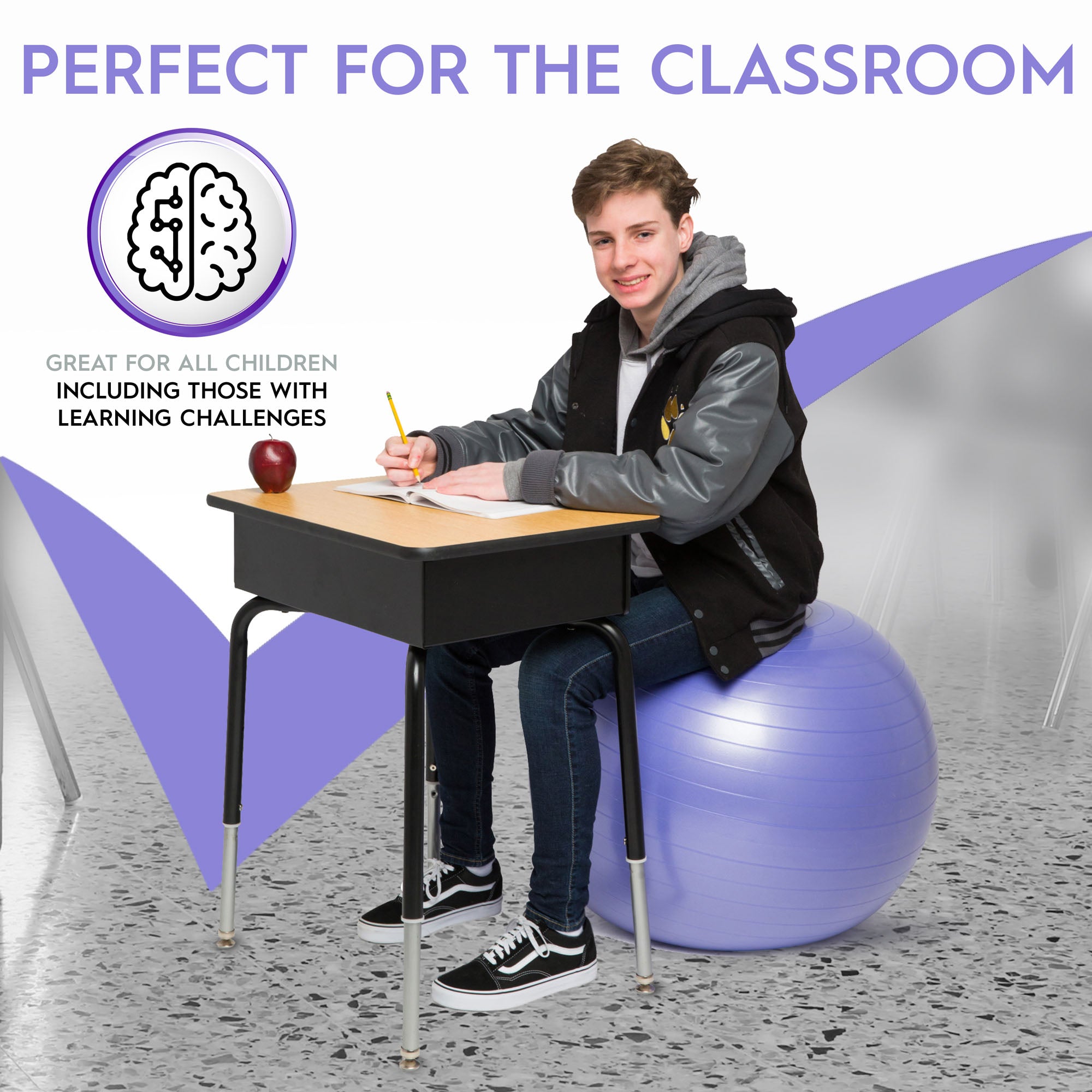 Bouncyband? Balance Ball, 65cm, Vibrant Purple - Stay Active & Focused - Image 9