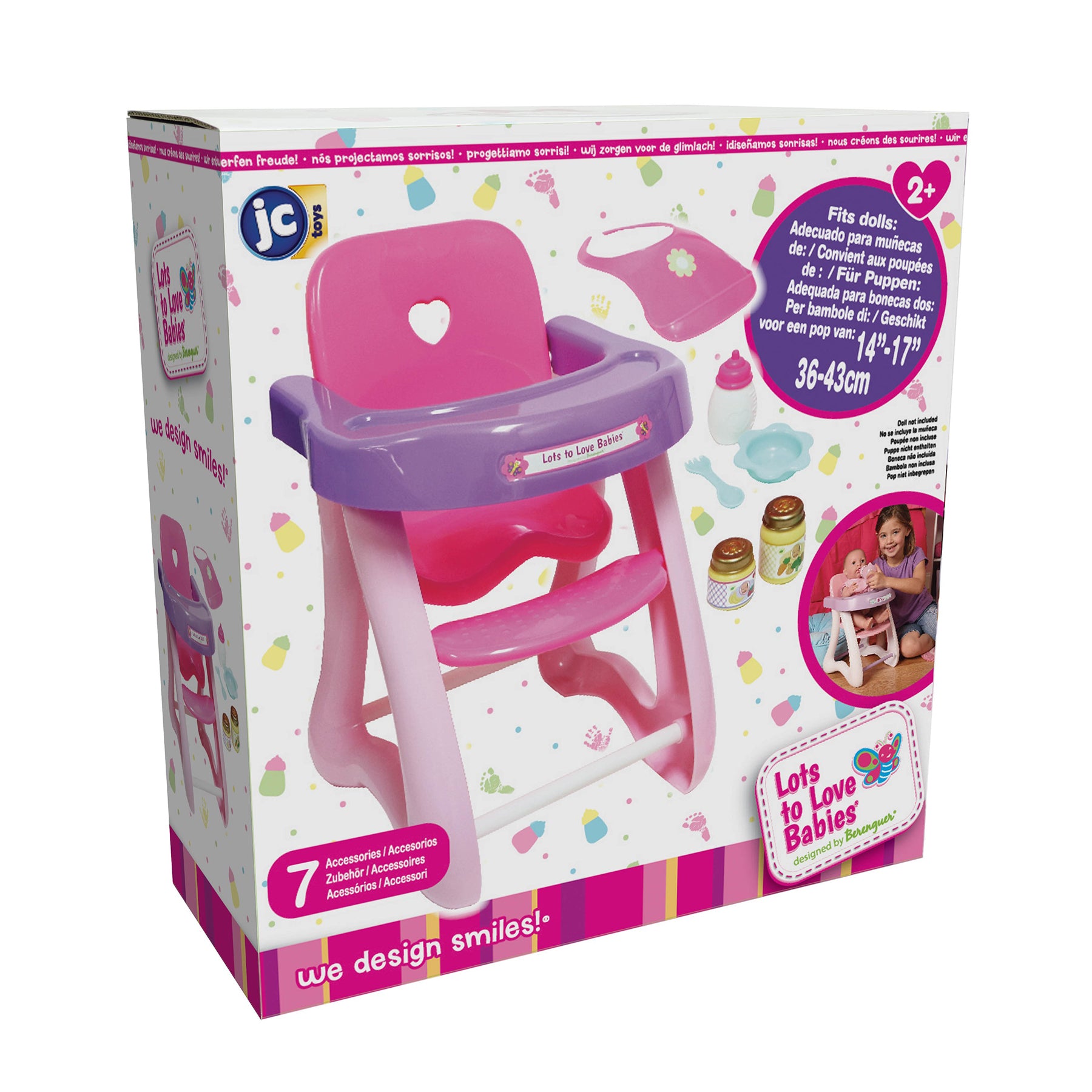 JC Toys For Keeps! Doll High Chair & Playset - Pink and Purple - Image 3