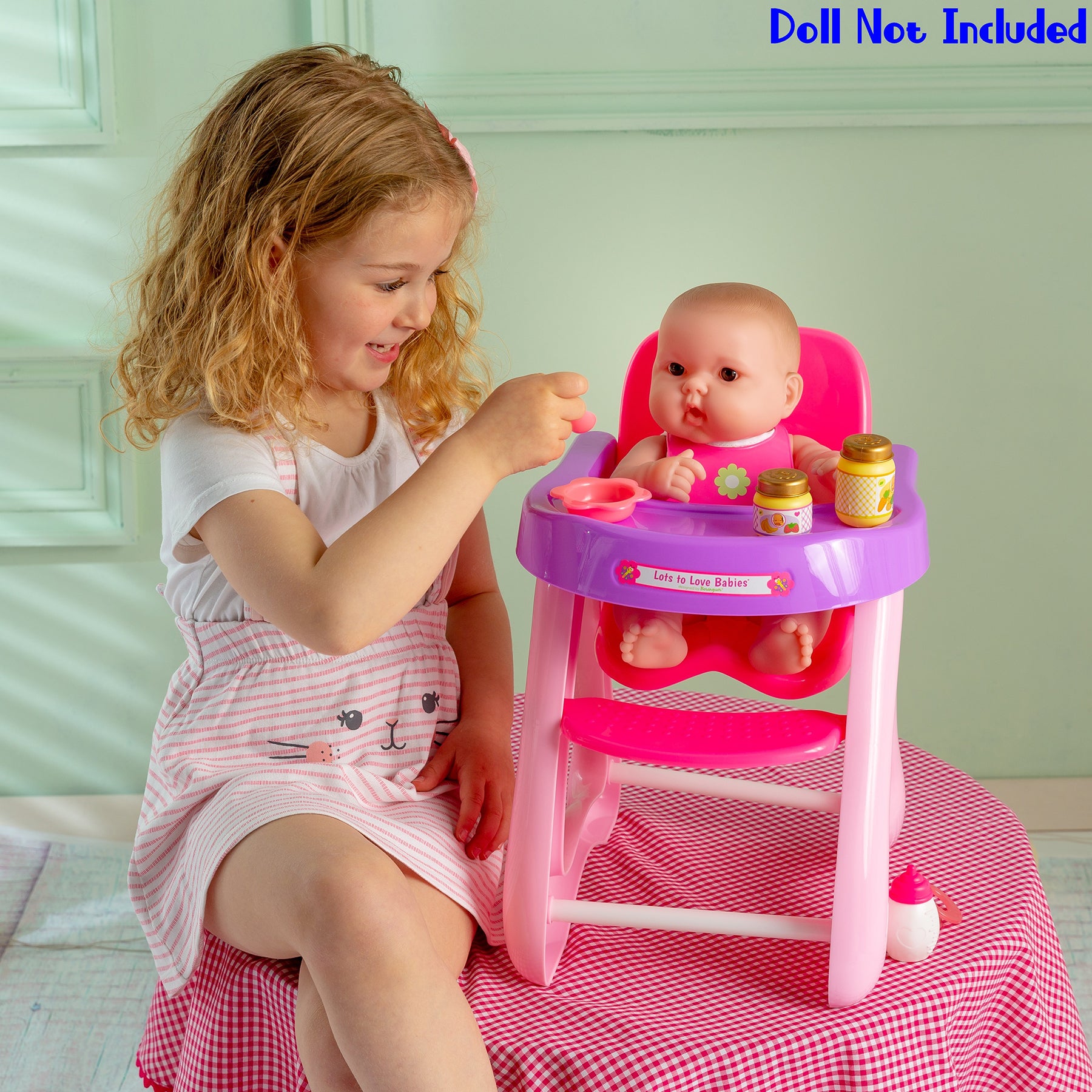 JC Toys For Keeps! Doll High Chair & Playset - Pink and Purple - Image 4