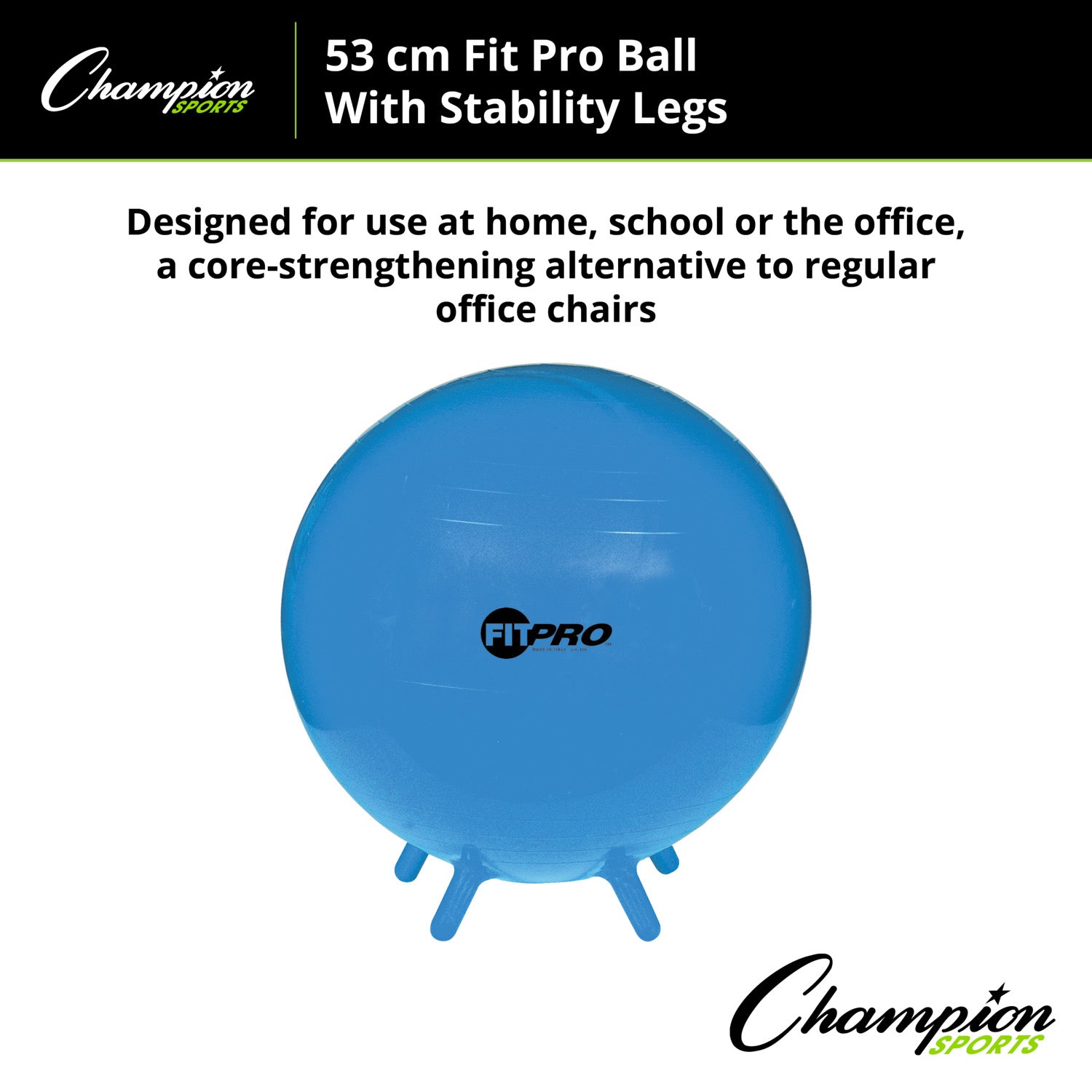 Champion Sports FitPro Stability Leg Ball, 55cm - Royal Blue - Image 2