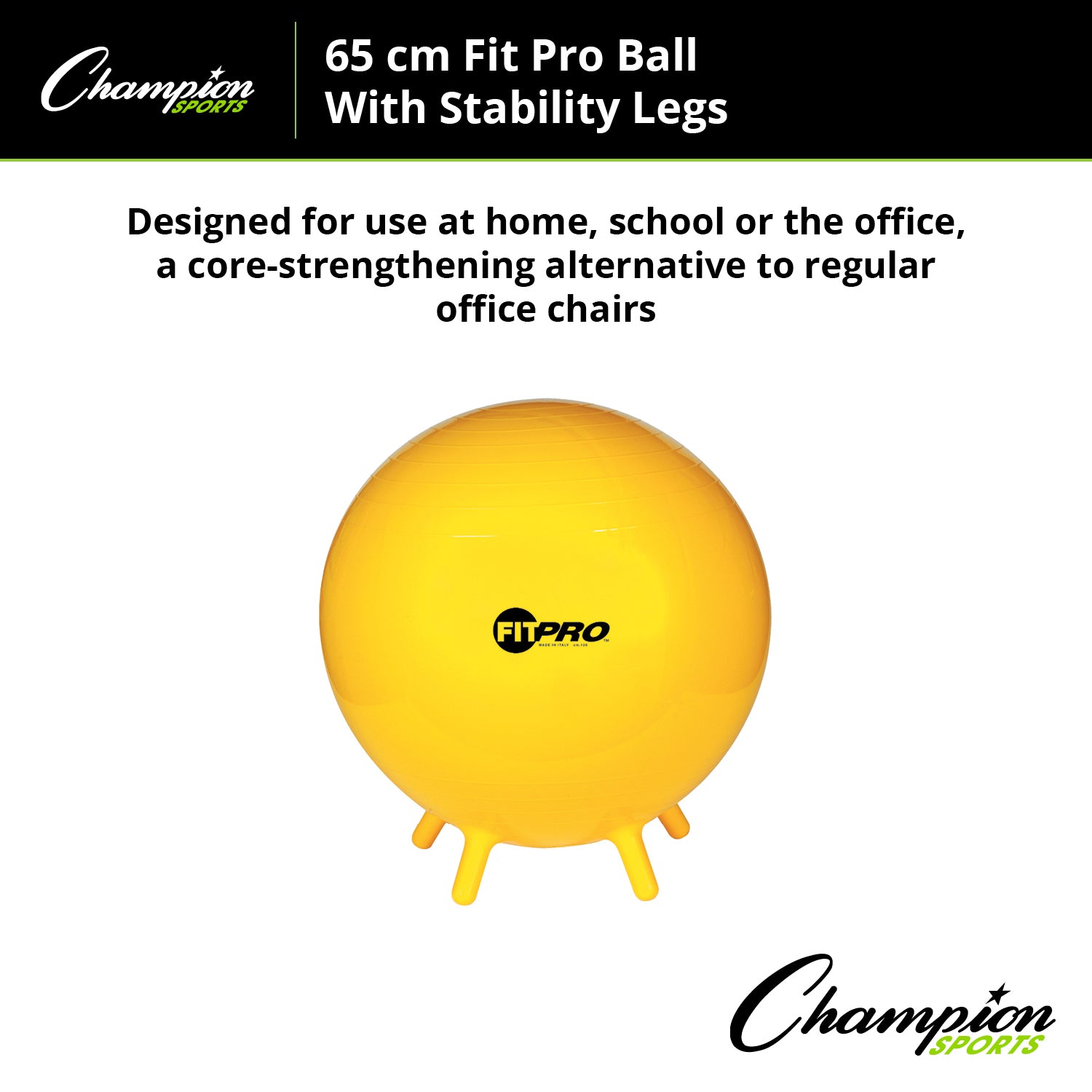 Champion Sports FitPro Ball with Stability Legs, 65cm - Stability & Strength Trainer - Image 2