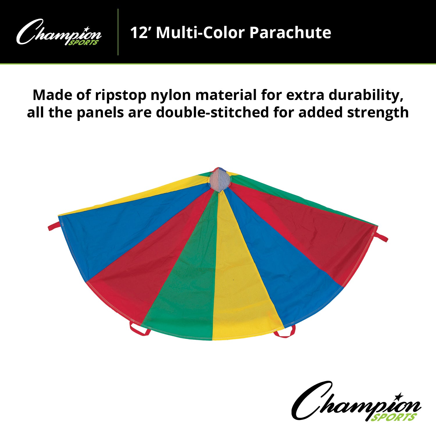 Champion Sports Colorful Play Parachute, 12-Foot with 12 Handles - Image 3