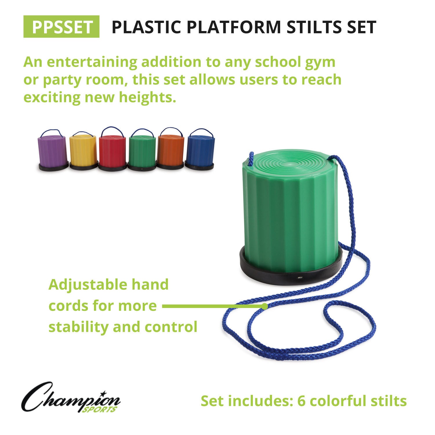 Champion Sports Rainbow Platform Stilts, Set of 6 - Image 2