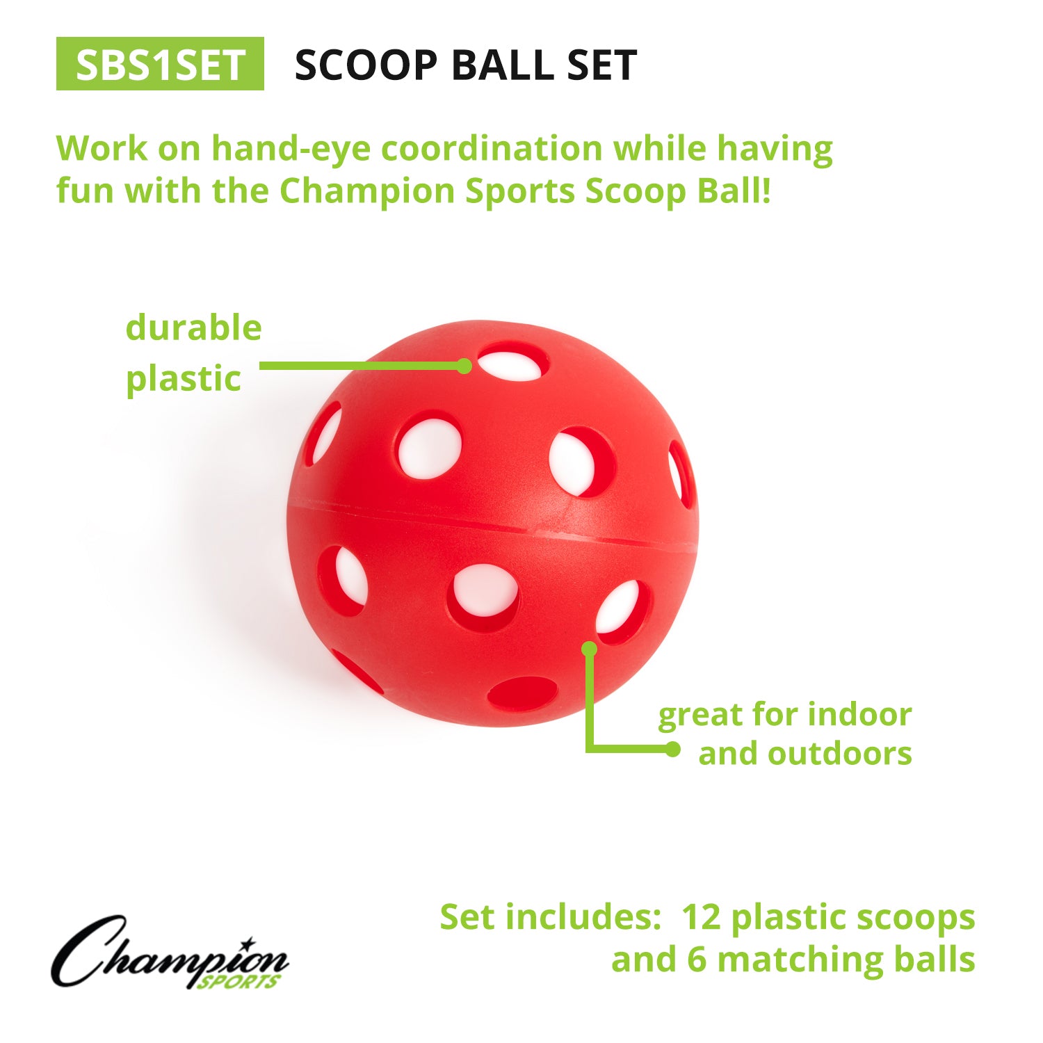 Champion Sports Colorful Scoop Ball Set - Fun Outdoor & Indoor Catch Game - Image 3