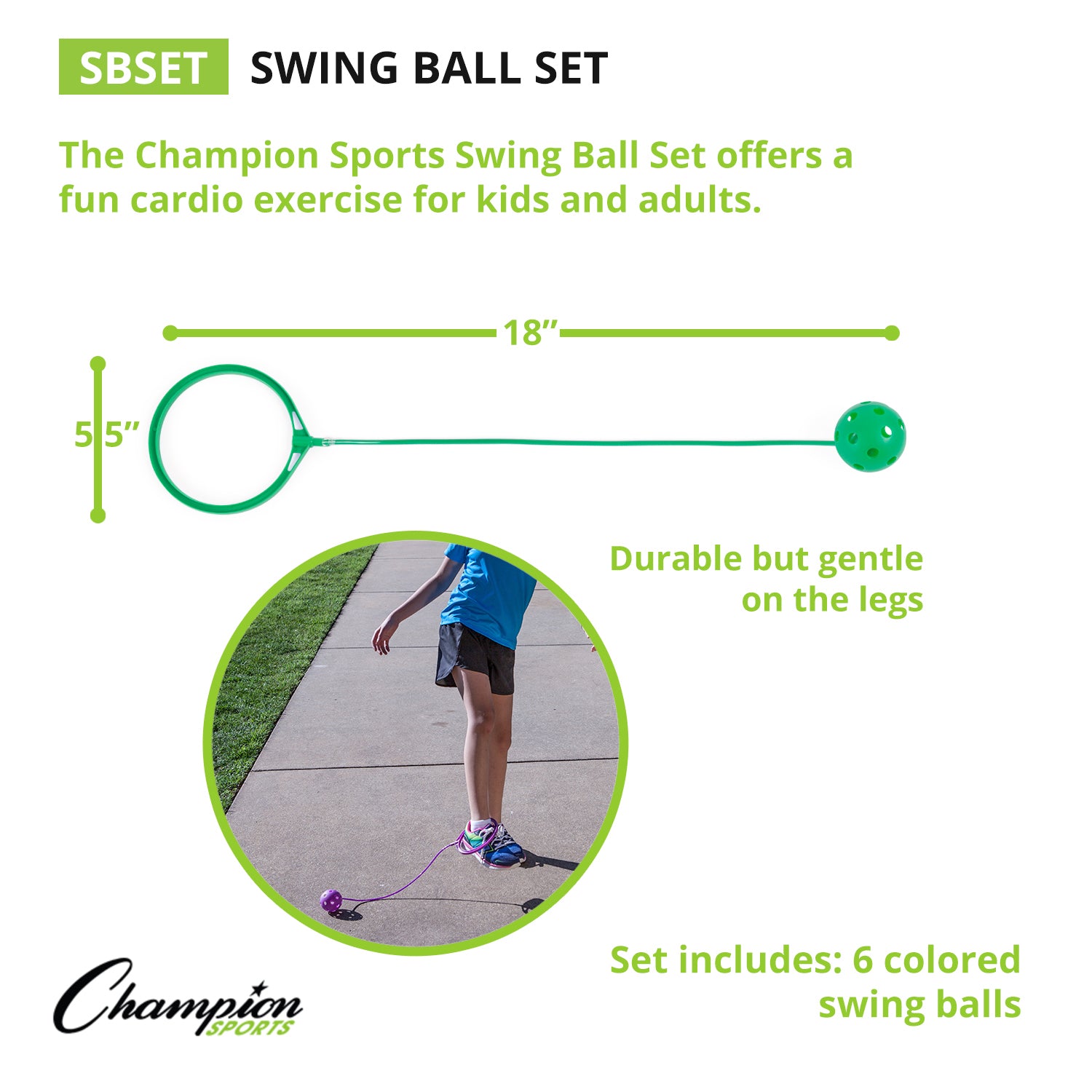 Champion Sports Colorful Swing Ball Set, 6-Pack Ankle Skip Balls - Image 2