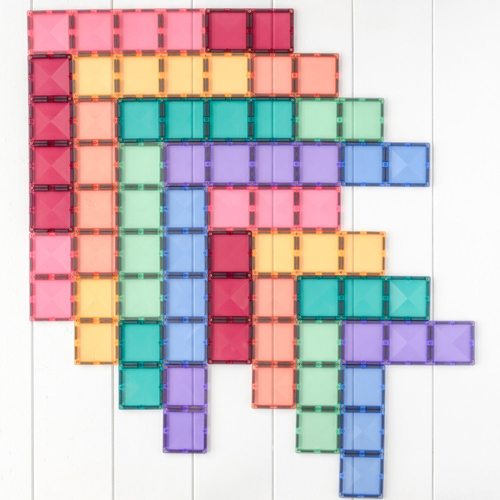 Connetix Magnetic Tiles Pastel Rectangle Set - 24 Piece Colorful Building Kit - Image 3