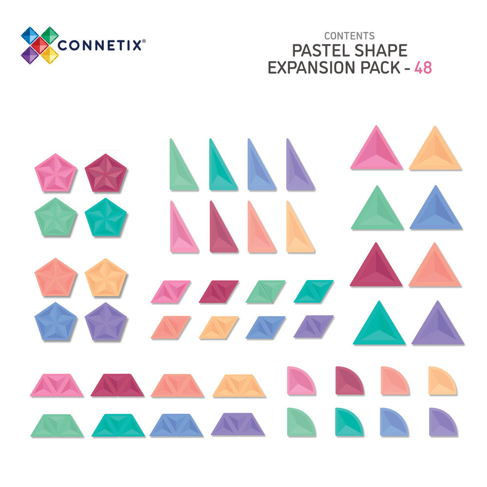Connetix Pastel Shape Magnetic Tiles Expansion Set - 48 Pieces - Image 2