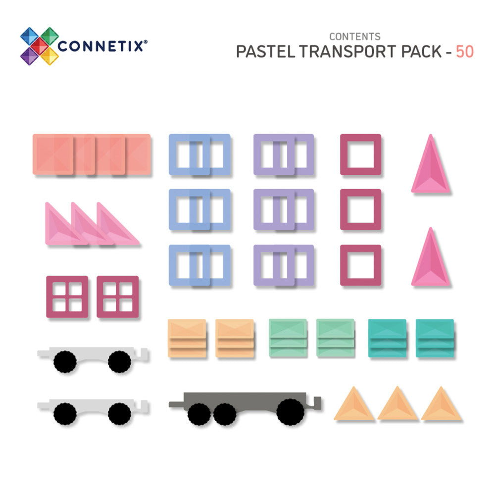 Connetix Magnetic Tiles Pastel Transport Pack - 50 Pieces - Image 2