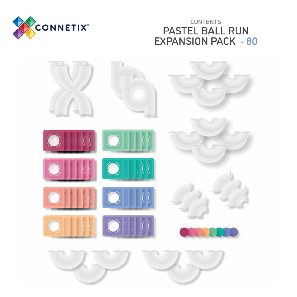 Connetix Magnetic Tiles 80-Piece Pastel Ball Run Expansion Set - Image 2