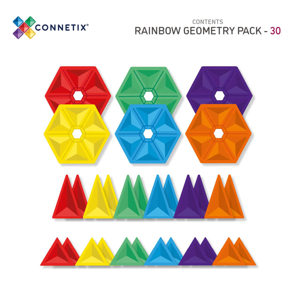 Connetix Rainbow Geometry Magnetic Tiles Set, 30 Pieces - Image 2