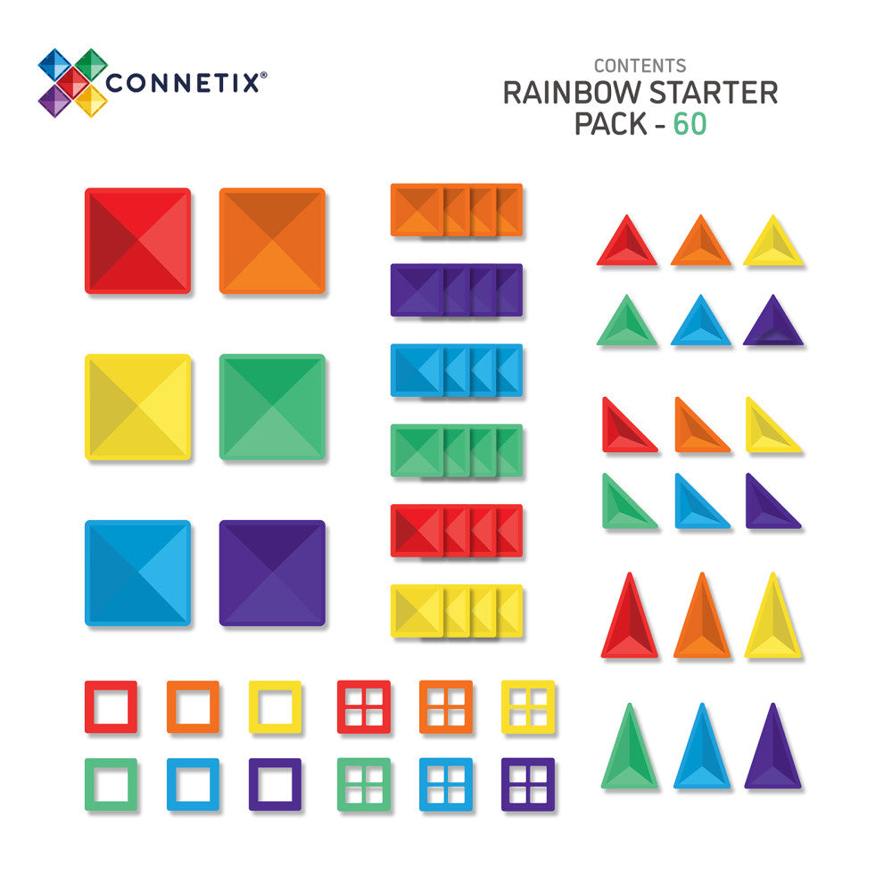 Connetix Magnetic Tiles Rainbow Starter Pack - 60 Pieces - Image 2