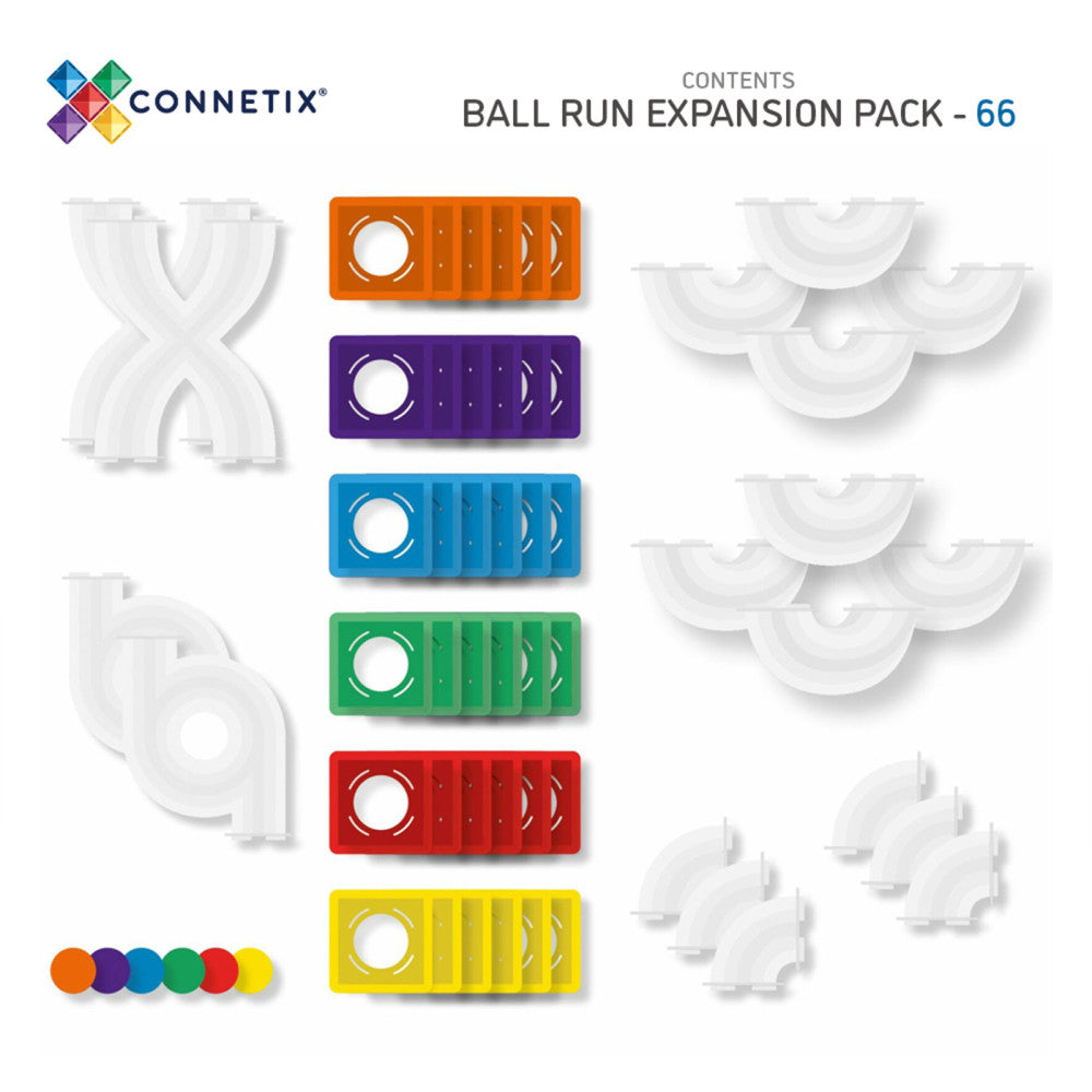 Connetix Rainbow Ball Run Magnetic Tiles Expansion Pack - 66 Pieces - Image 2