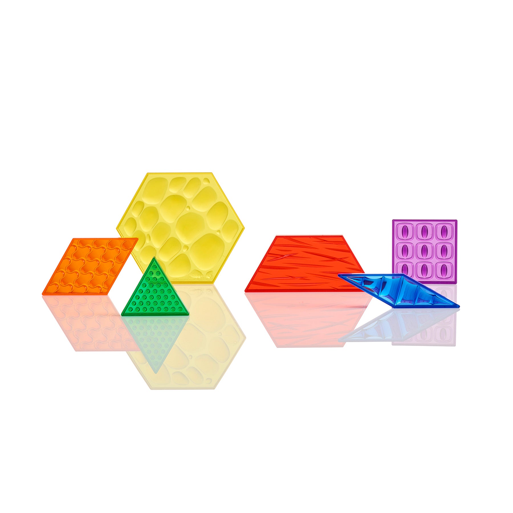 edxeducation Translucent Sensory Pattern Blocks - Tactile Exploration Set - Image 3