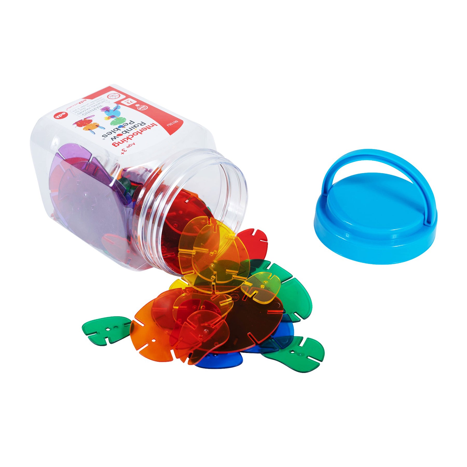 edxeducation Interlocking Rainbow Pebbles Mini Jar - Creative Building Toy - Image 2