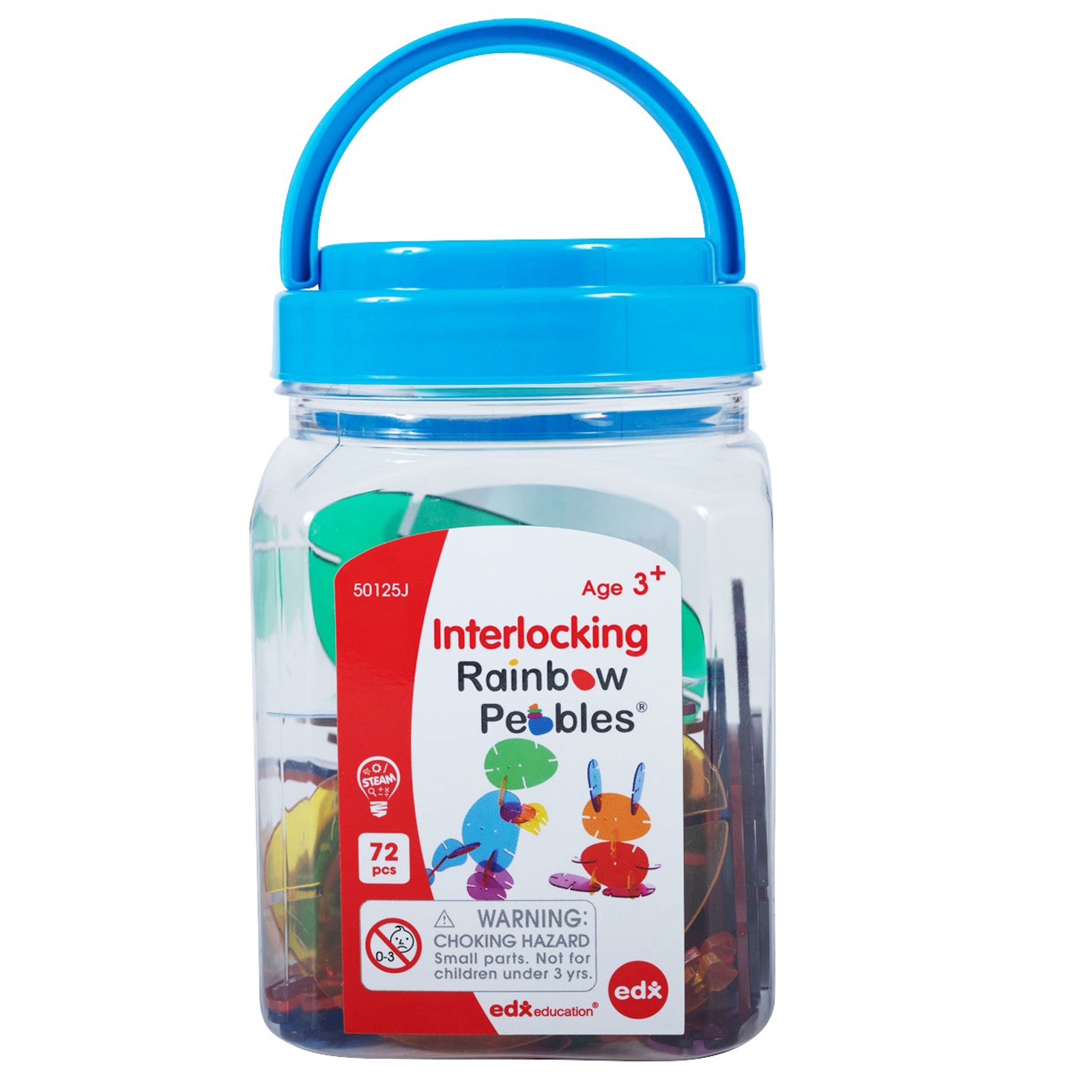 edxeducation Interlocking Rainbow Pebbles Mini Jar - Creative Building Toy - Image 4