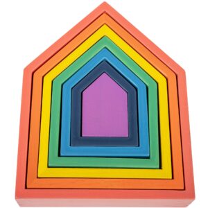 TickiT Rainbow Architect Houses - Colorful Wooden Nesting Play Set of 7