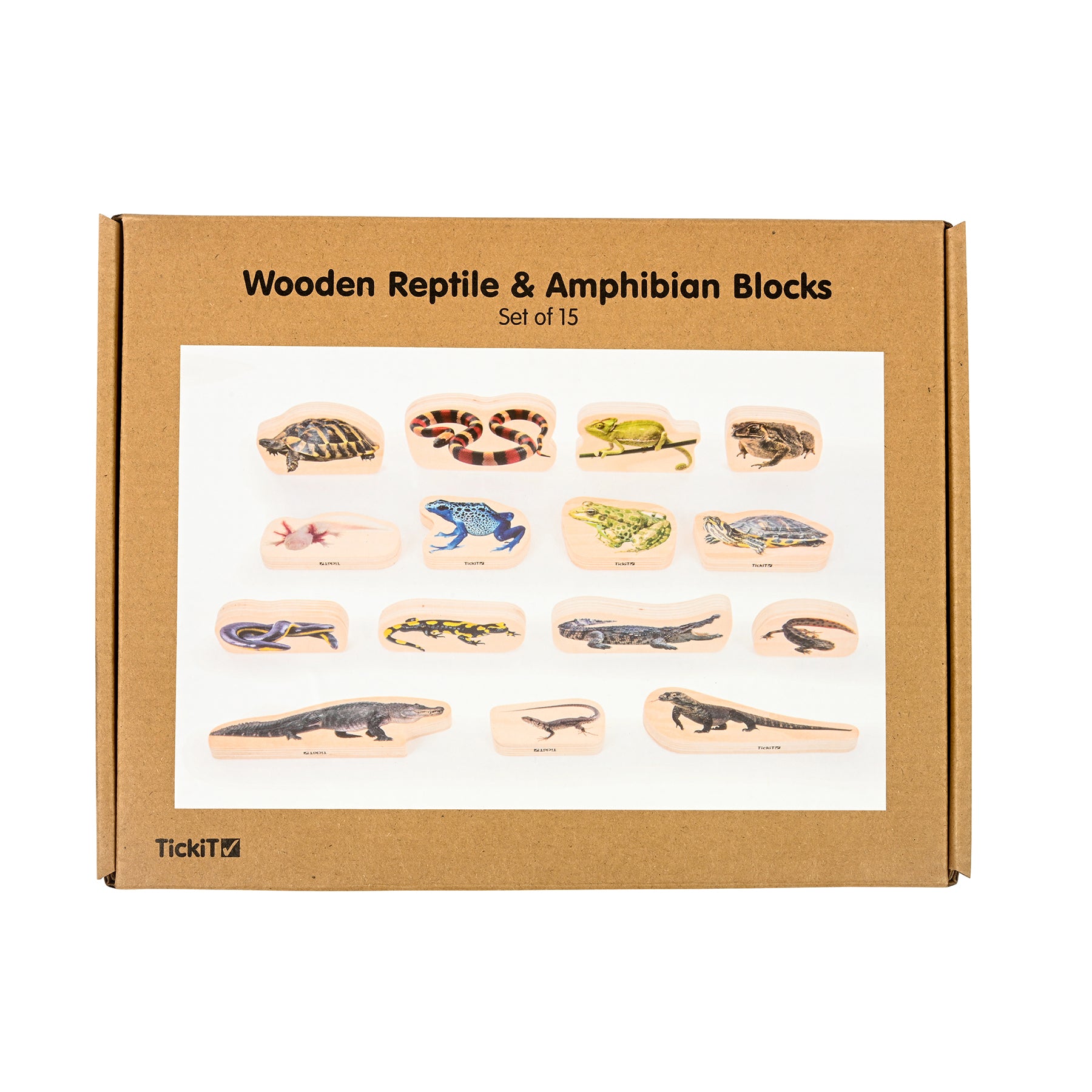 TickiT Wooden Reptile & Amphibian Blocks - 15-Piece Set - Image 3