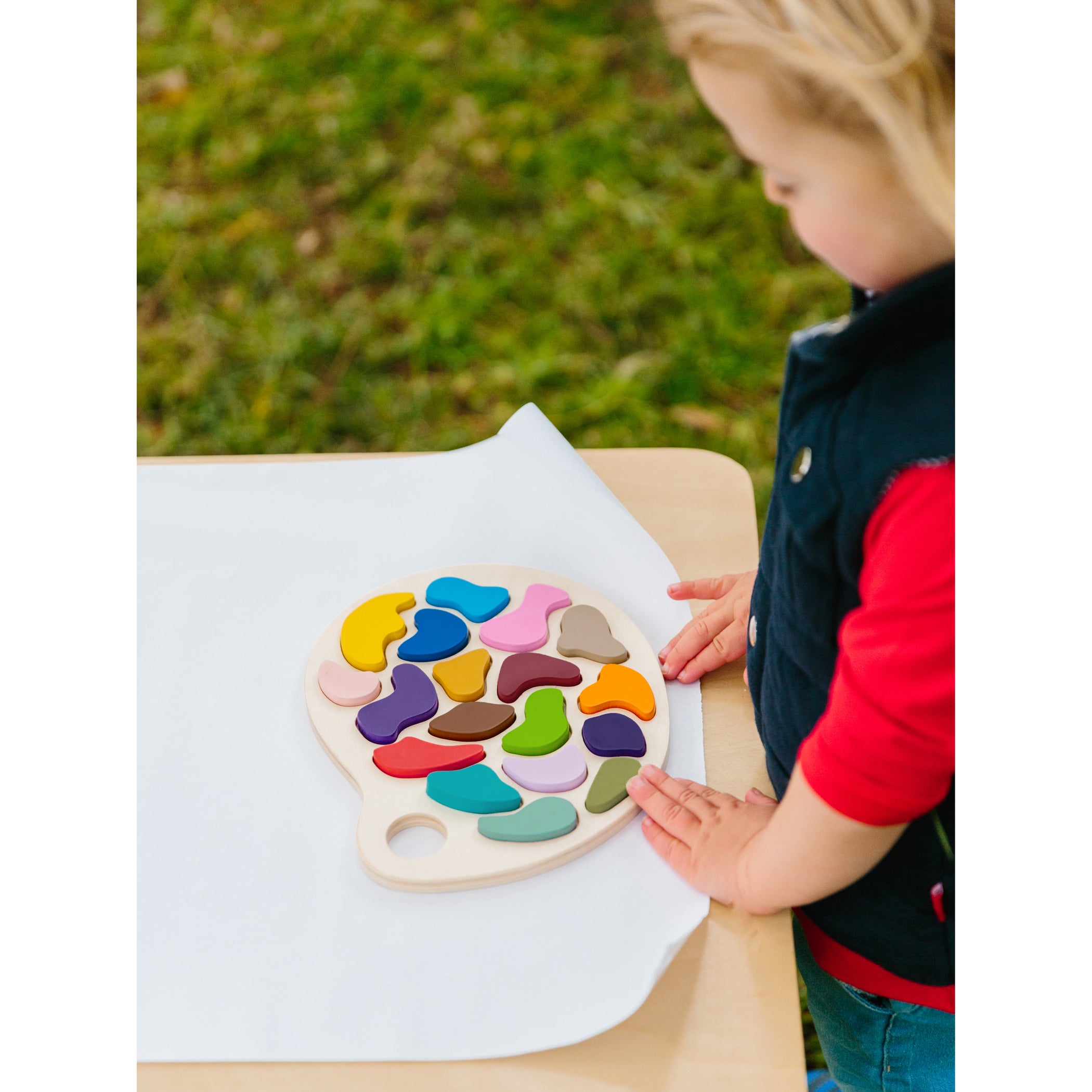 The Freckled Frog Colorful Artist Palette Wooden Puzzle - 19 pc - Image 4