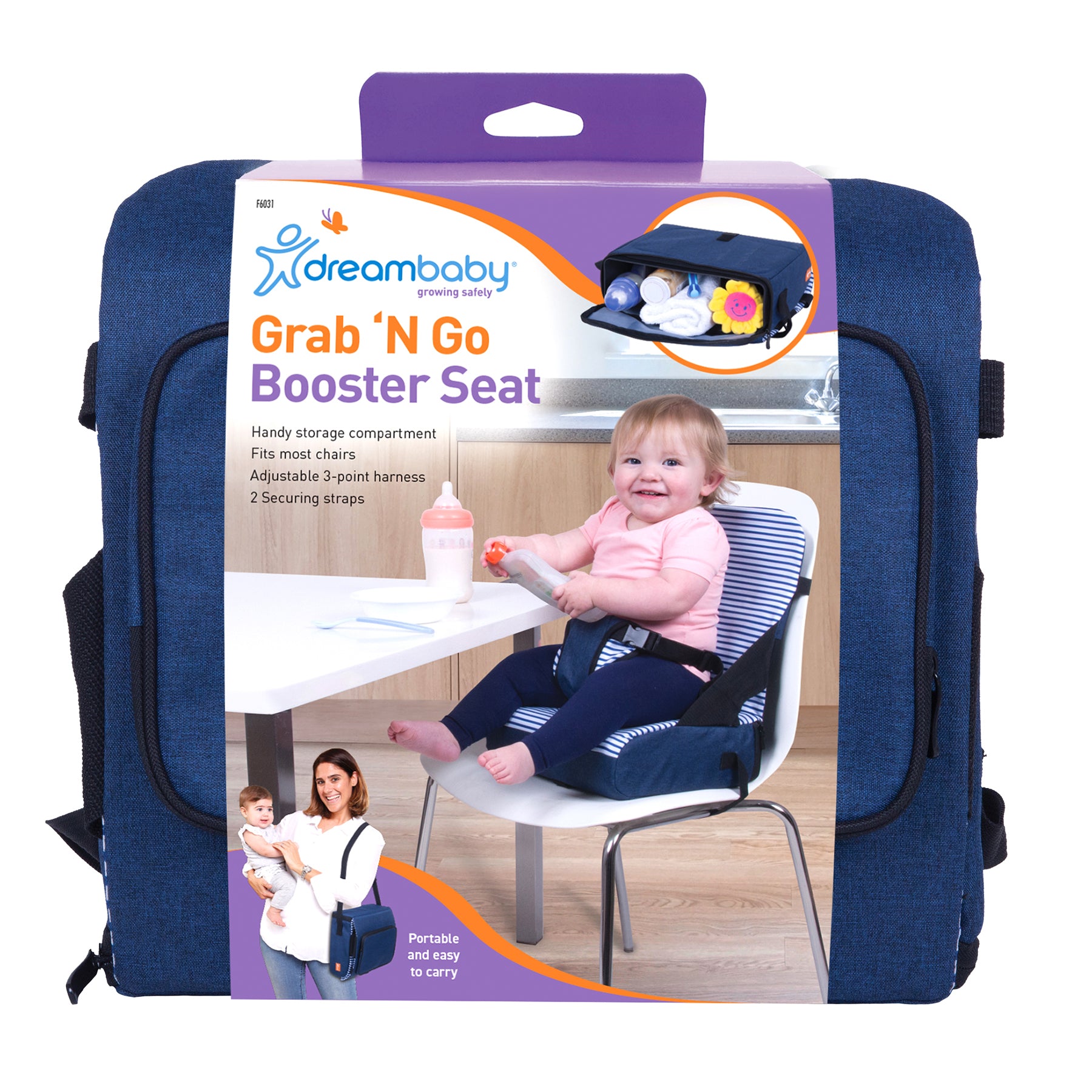 Dreambaby? Grab 'N Go Booster Seat - Navy: Portable Dining Delight