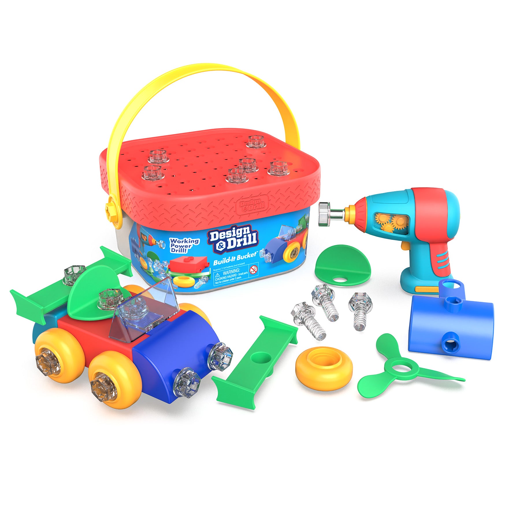 Educational Insights Design & Drill Build-It Bucket - Portable Construction Toy - Image 3