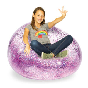 Sparkle Glitz Kids Inflatable Chair - Vibrant Pink Glitter