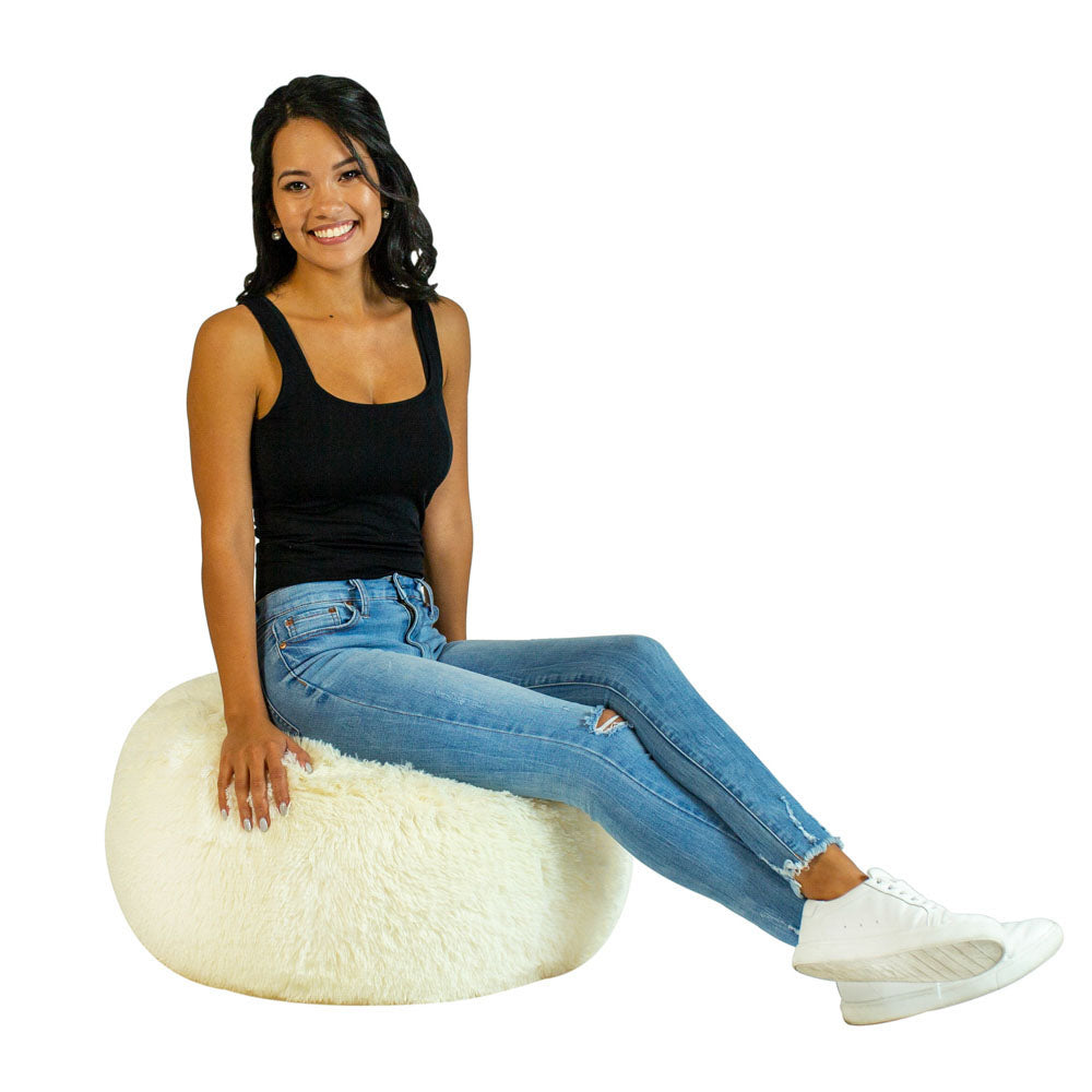 AirCandy Mongolian Faux Fur Inflatable Ottoman - Chic and Cozy - Image 2