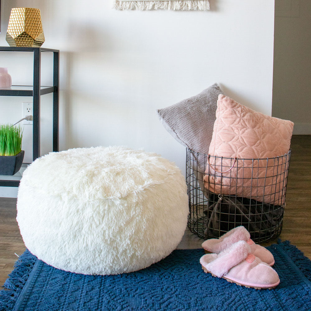 AirCandy Mongolian Faux Fur Inflatable Ottoman - Chic and Cozy - Image 4