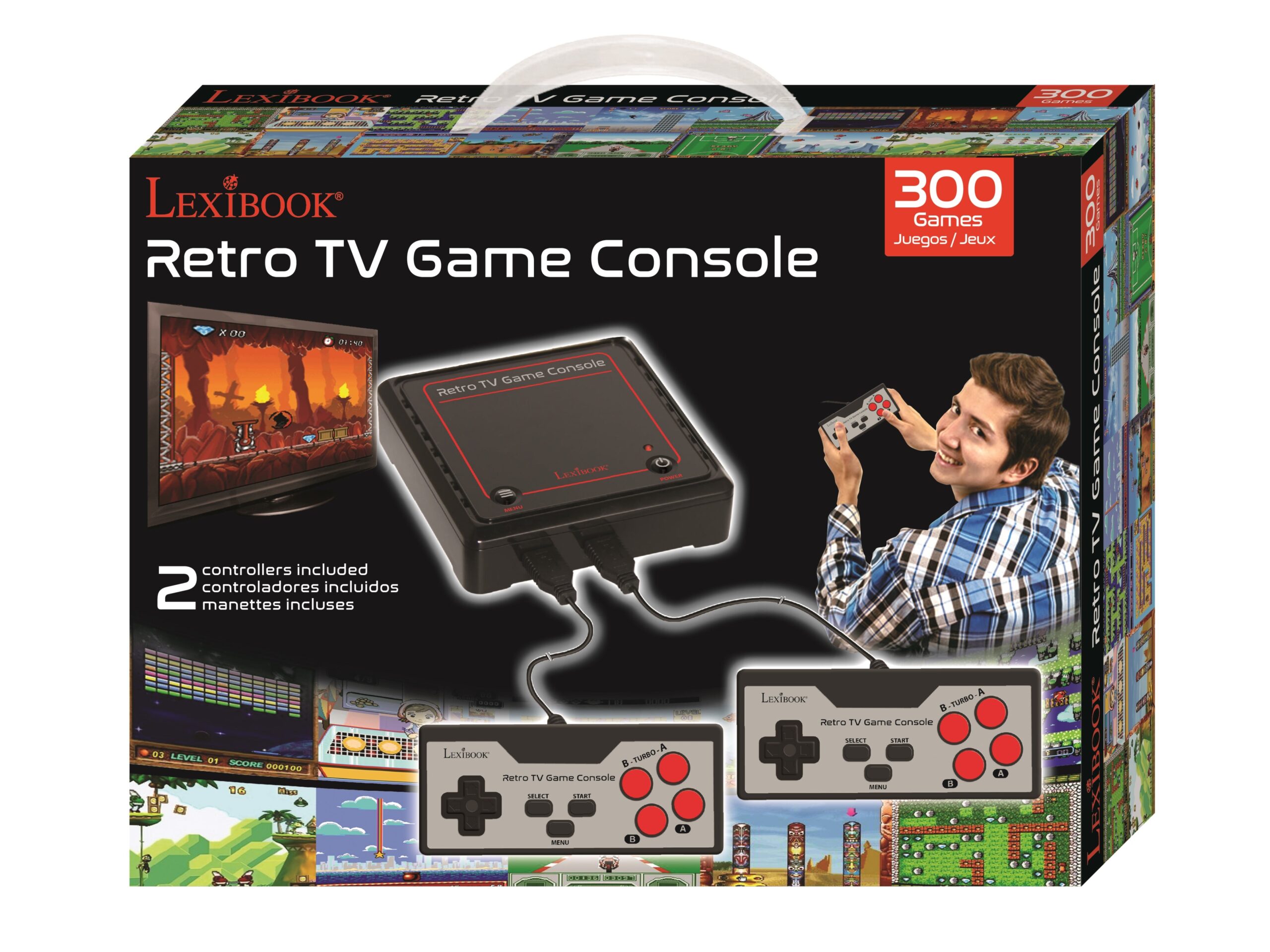 Lexibook Retro TV Game Console with 300 Built-in Games and Dual Controllers - Image 3