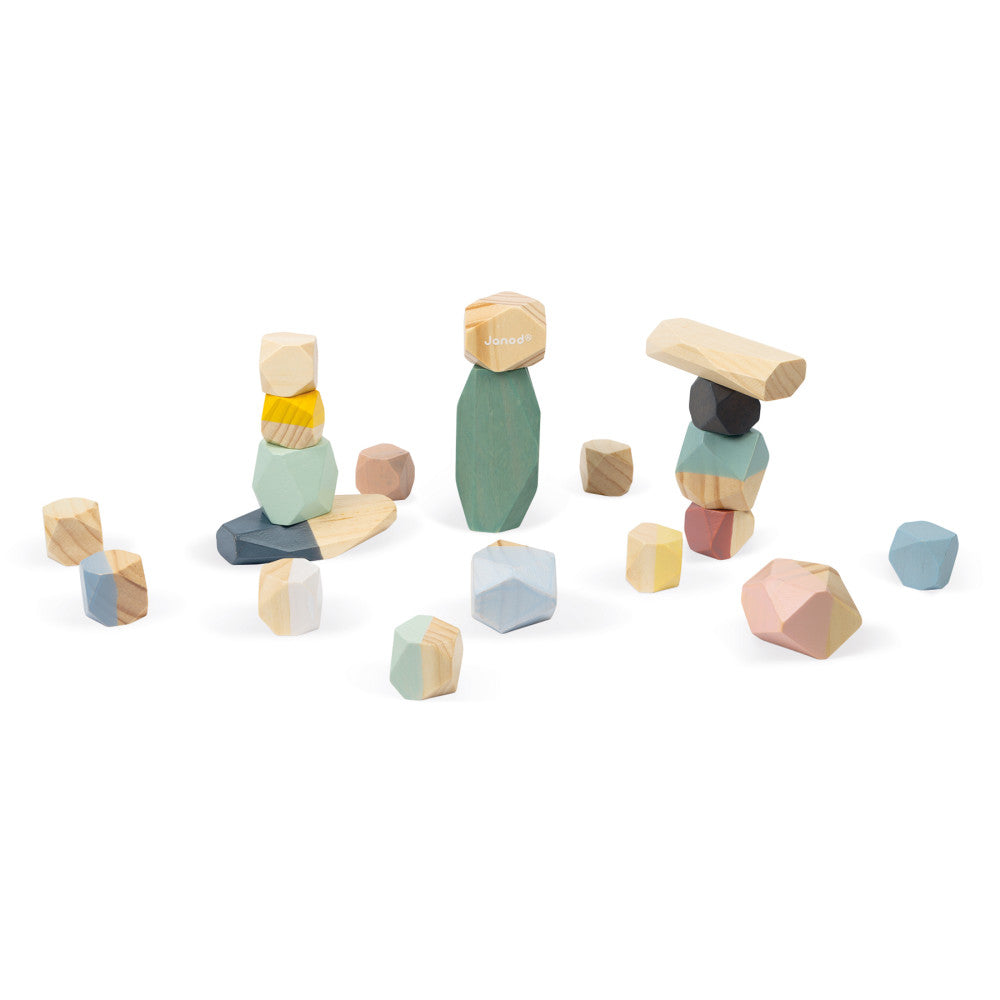 Janod Sweet Cocoon - Colorful Stacking Wooden Stones - Image 3