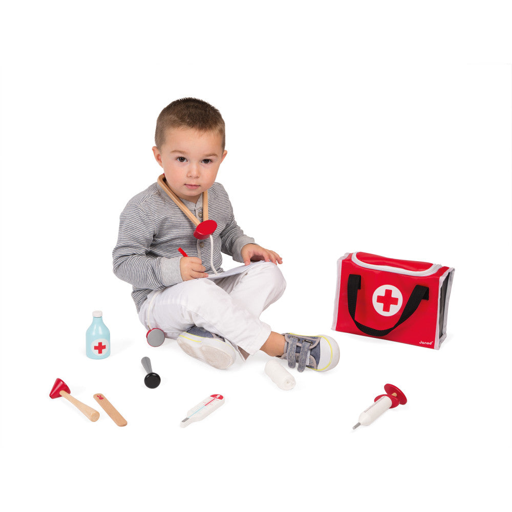 Janod 10-Piece Wooden Doctor's Suitcase Playset - Image 5