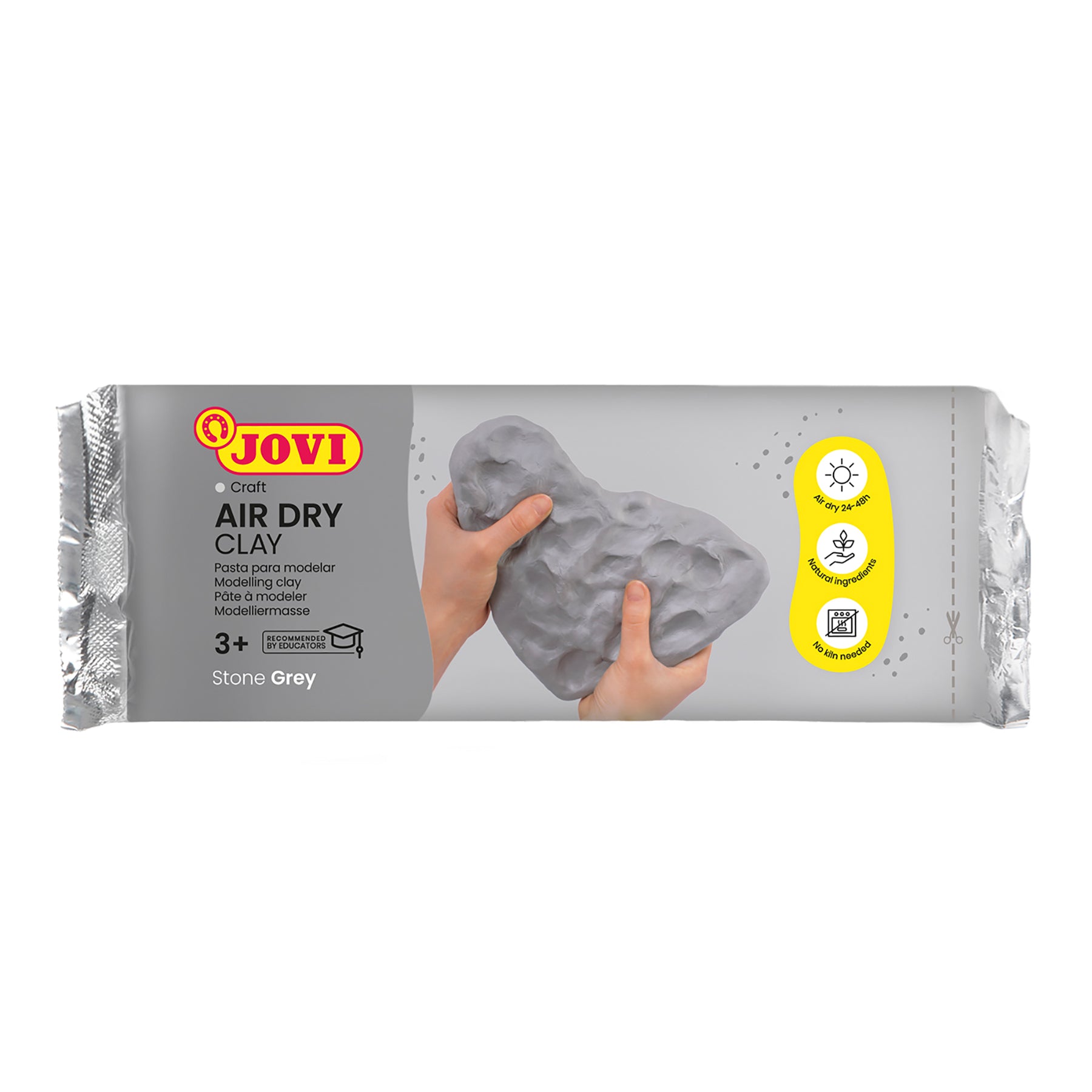 JOVI Crafting Air Dry Clay - Grey 1.1lb Bar, Pack of 3 - Image 2