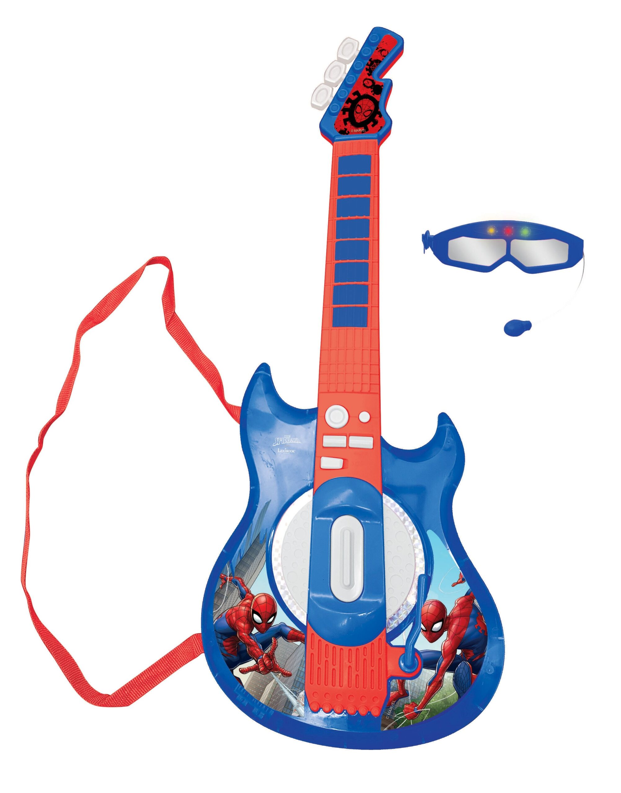 Spider-Man Red and Blue Electronic Lighting Guitar with Mic - Image 2