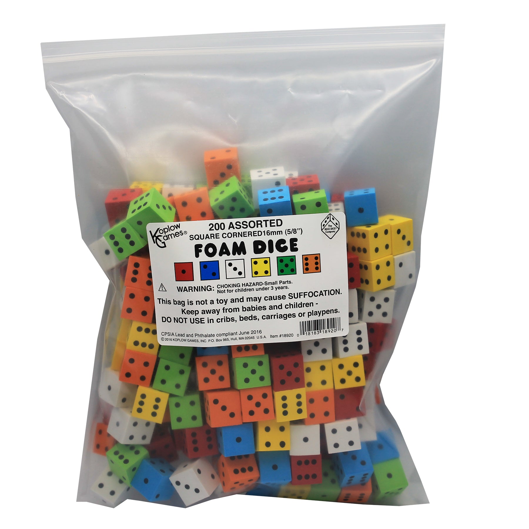 Koplow Games Multi-Color Foam Spot Dice Set, 16mm - 200 Pack - Image 2