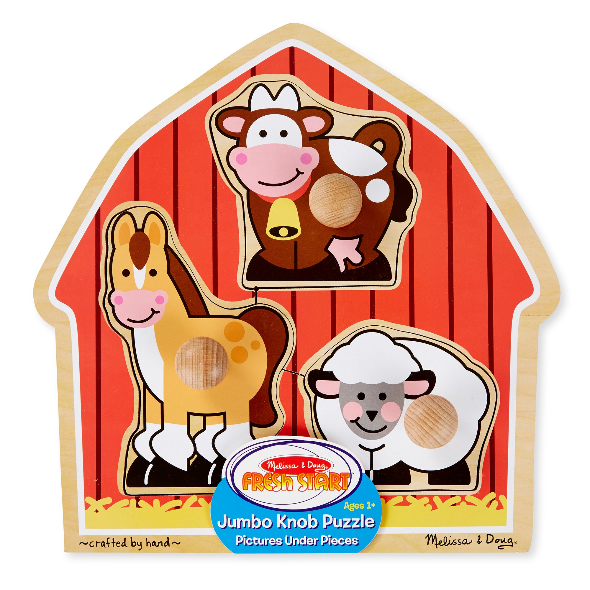 Melissa & Doug Barnyard Animals 3 pc Wooden Peg Puzzle - Image 3