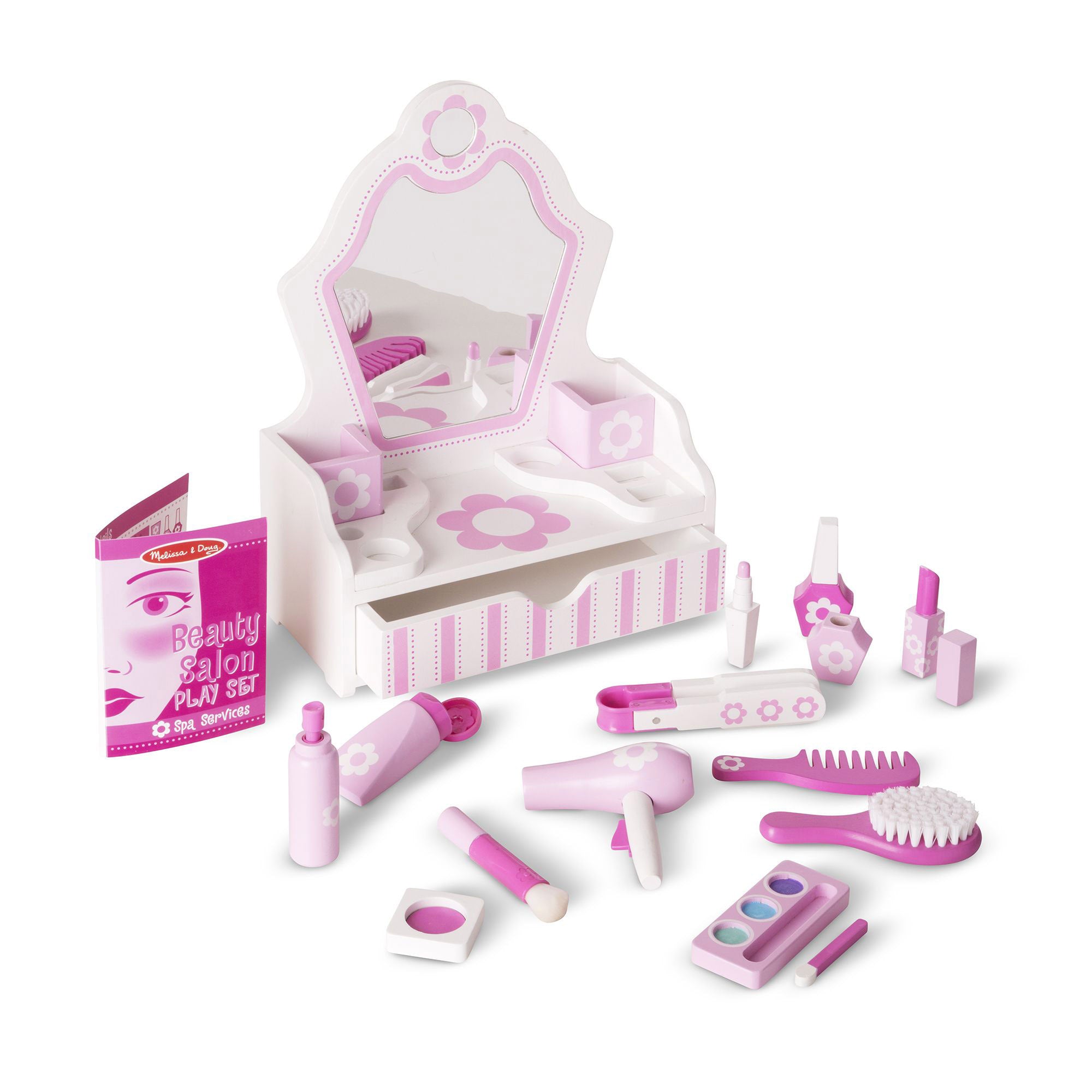 Melissa & Doug 18-Piece Beauty Salon Play Set ?C Pink & White