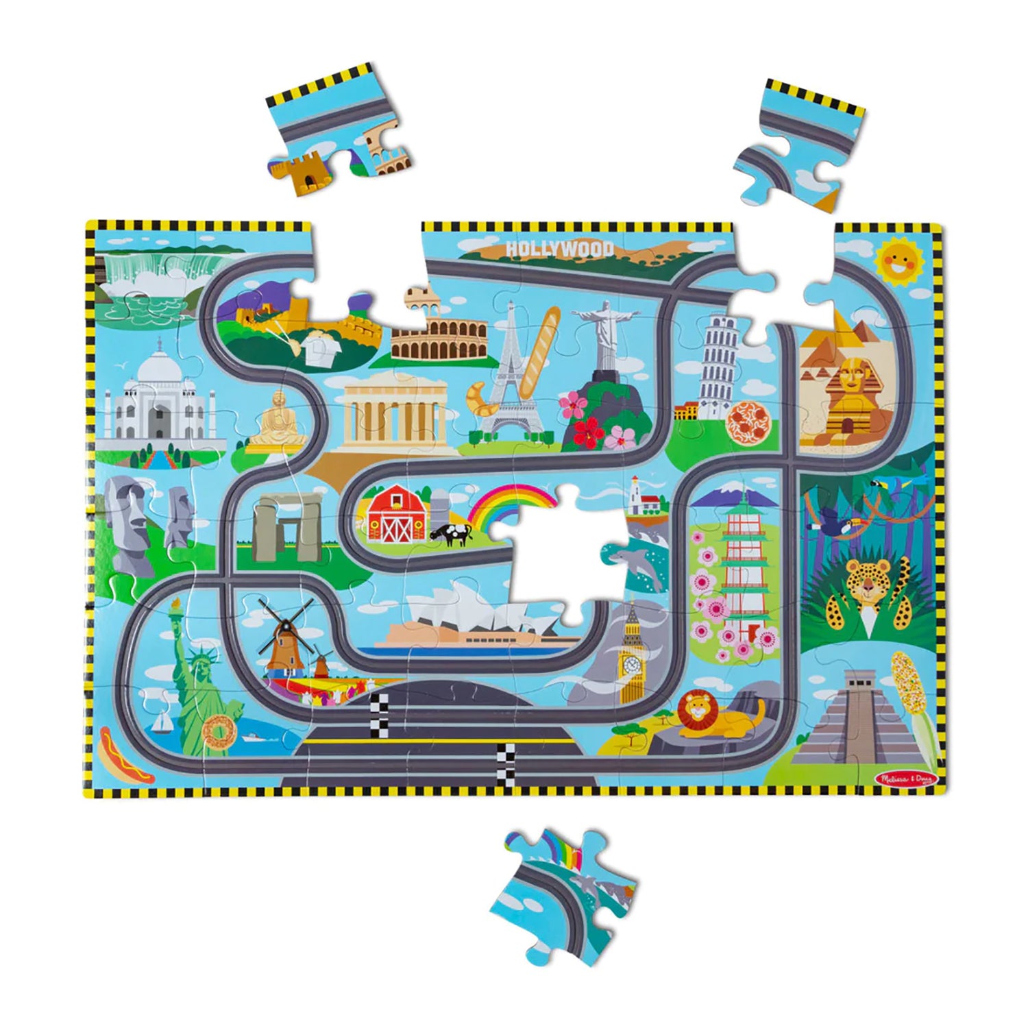 Melissa & Doug Global Race Track Floor Puzzle - 48 pc - Image 2