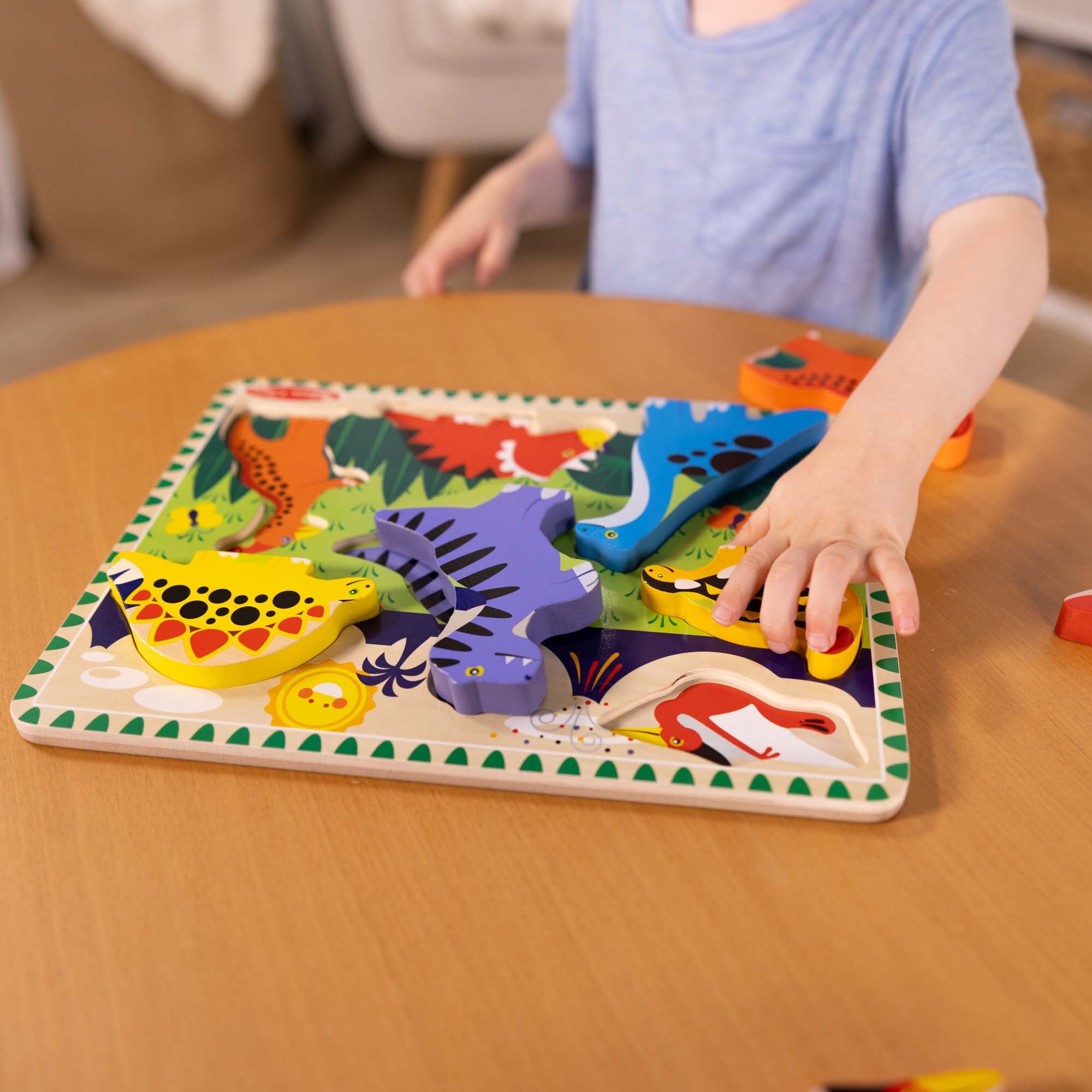 Melissa & Doug Dinosaur Theme 7-Piece Wooden Chunky Puzzle - Image 6