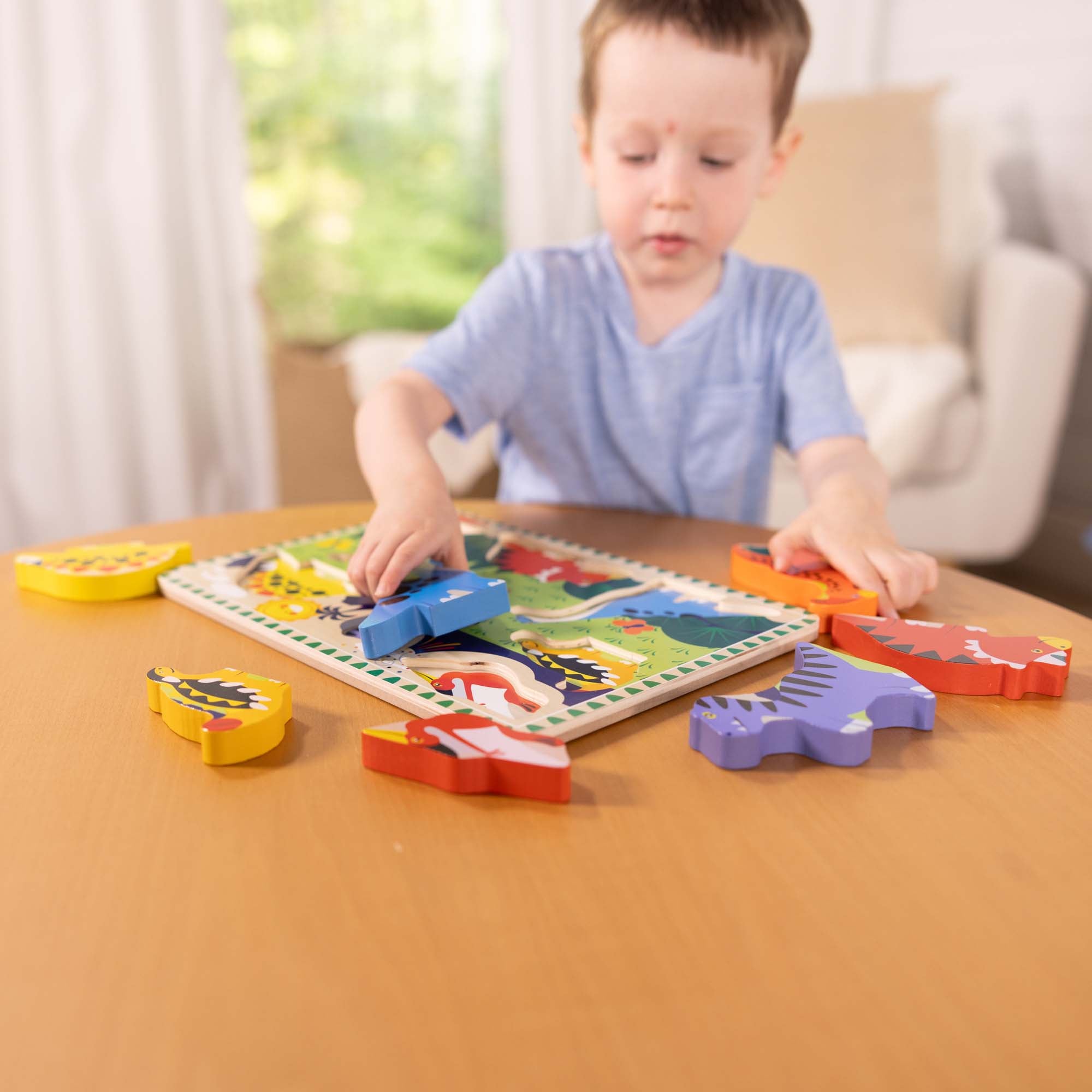 Melissa & Doug Dinosaur Theme 7-Piece Wooden Chunky Puzzle - Image 7