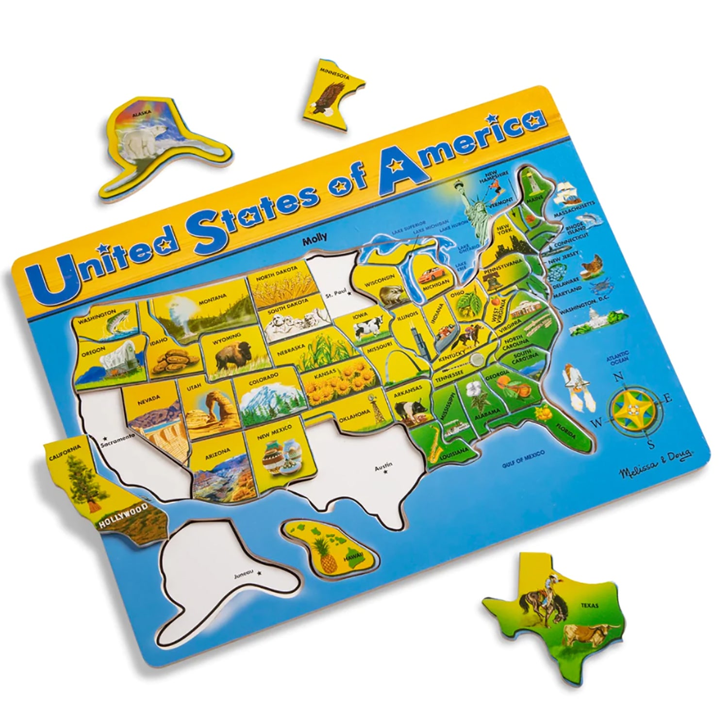 Melissa & Doug U.S.A. Map Wooden Puzzle - 45 Pieces - Interactive Geography Learning - Image 2