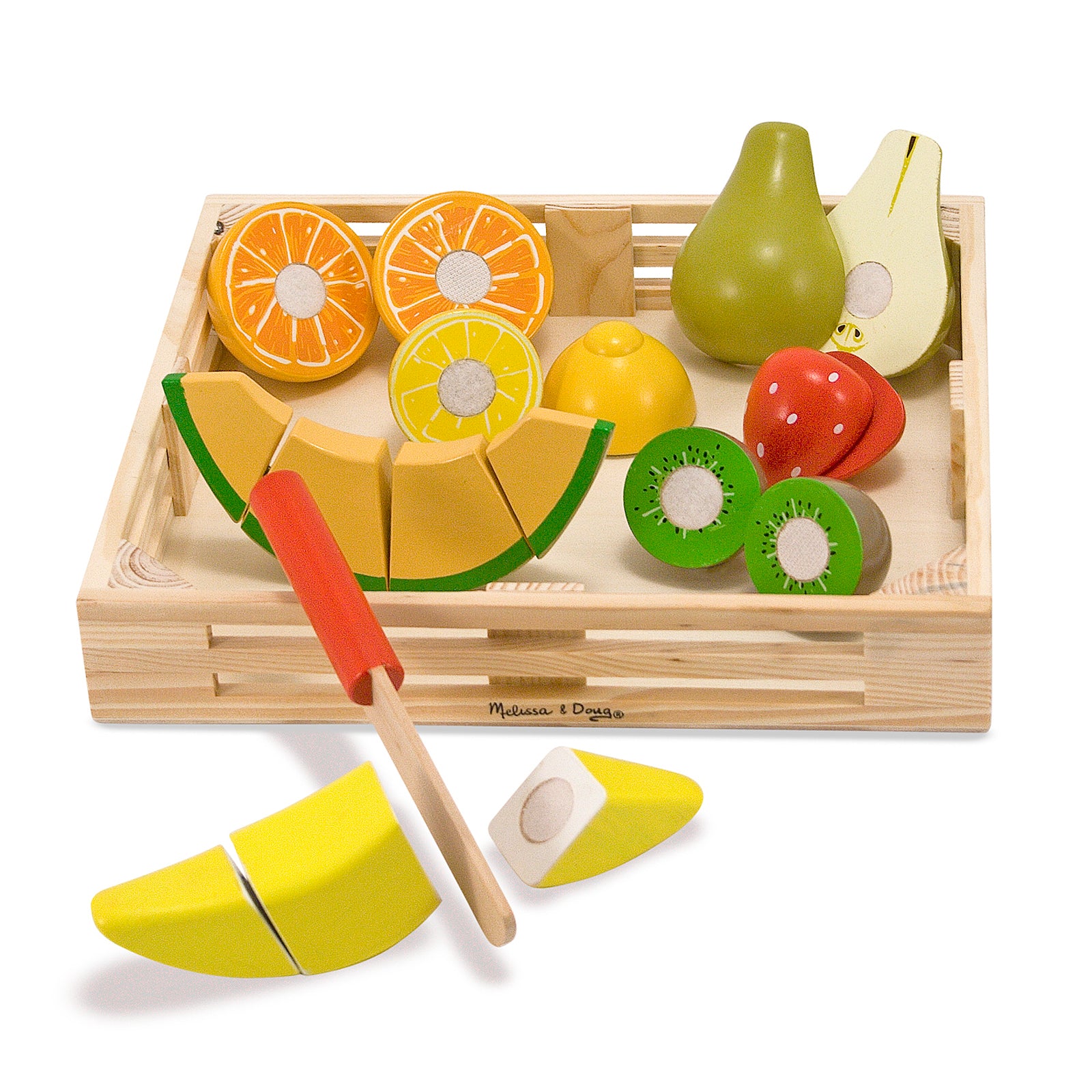 Melissa & Doug 17-Piece Wooden Cutting Fruit Set ?C Play Food Kitchen Accessory - Image 2