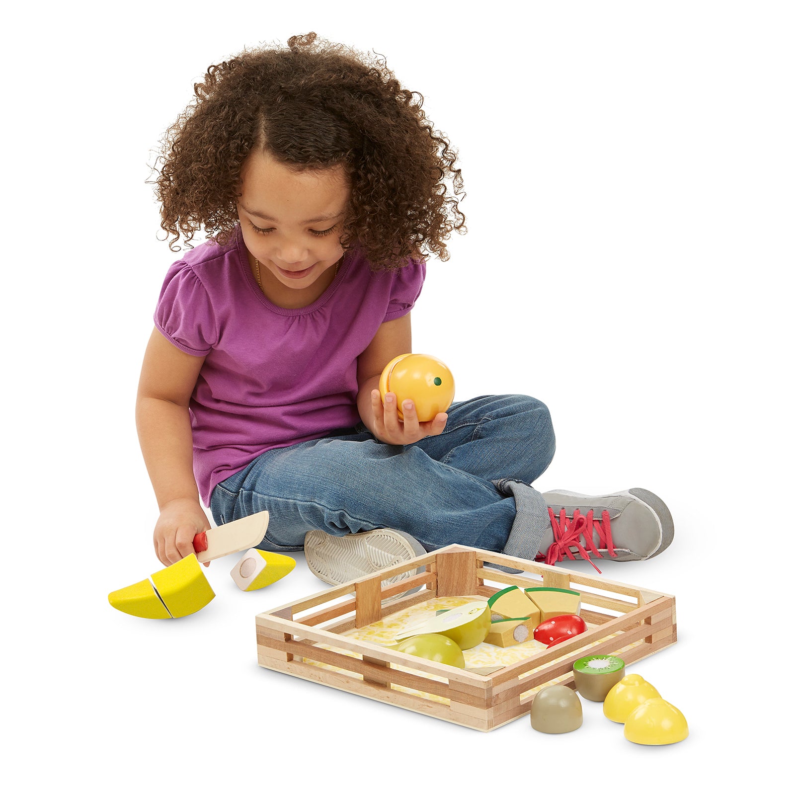 Melissa & Doug 17-Piece Wooden Cutting Fruit Set ?C Play Food Kitchen Accessory - Image 4