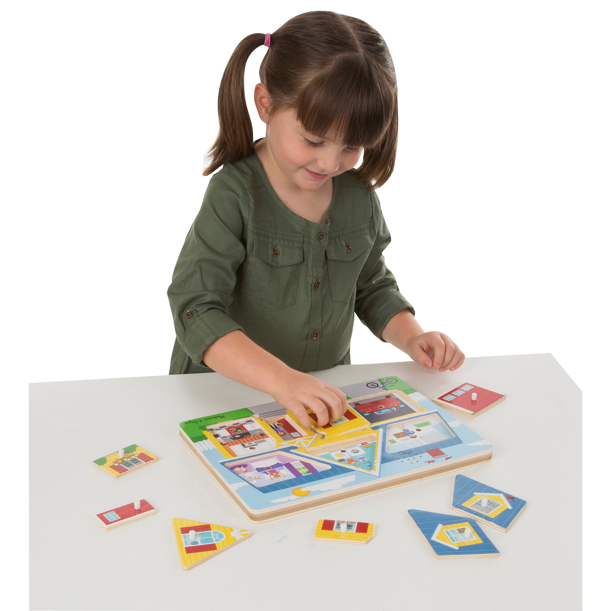 Melissa & Doug Around the House 8-Piece Wooden Sound Peg Puzzle - Image 3