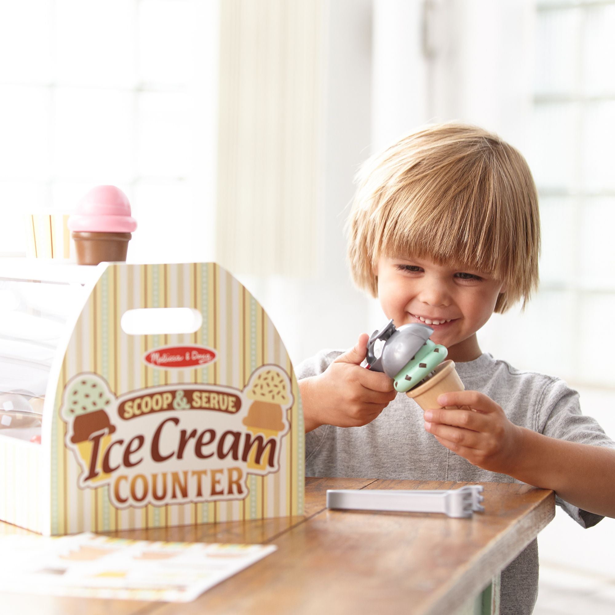 Melissa & Doug 28-Piece Wooden Ice Cream Play Set - Image 4