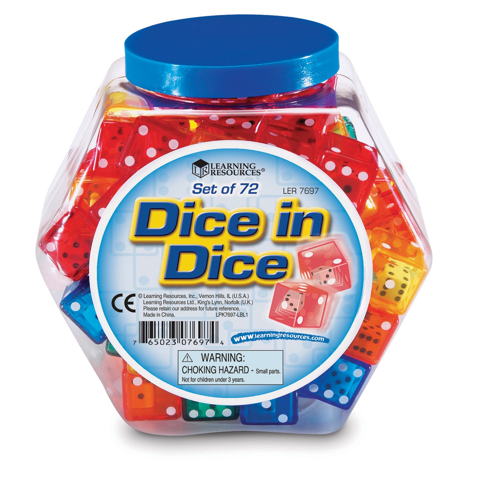 Learning Resources Dice in Dice Bucket - Colorful Math Learning Set - Pack of 72 - Image 3